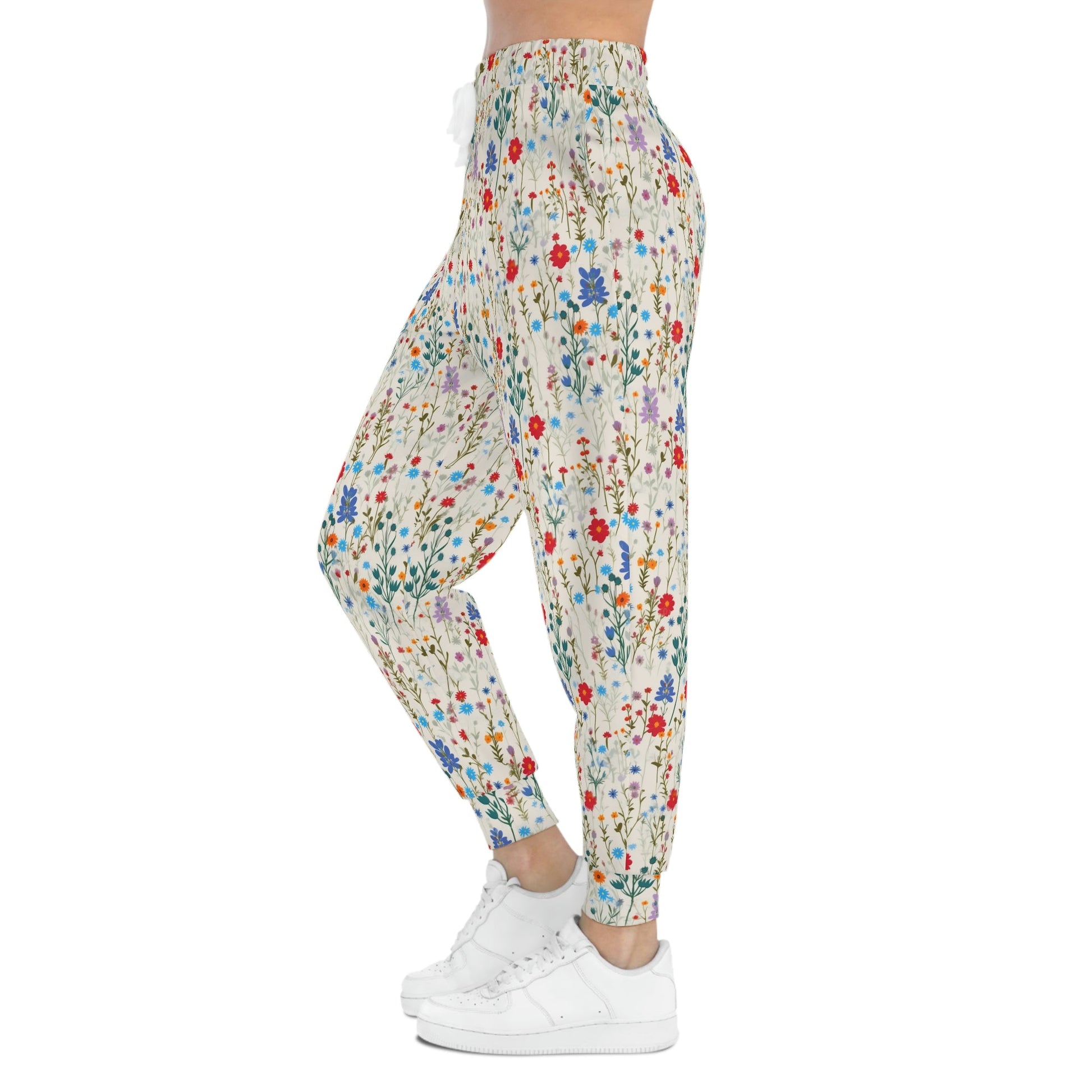 BOHO Botanical Pressed Wildflowers Pattern Athletic Joggers