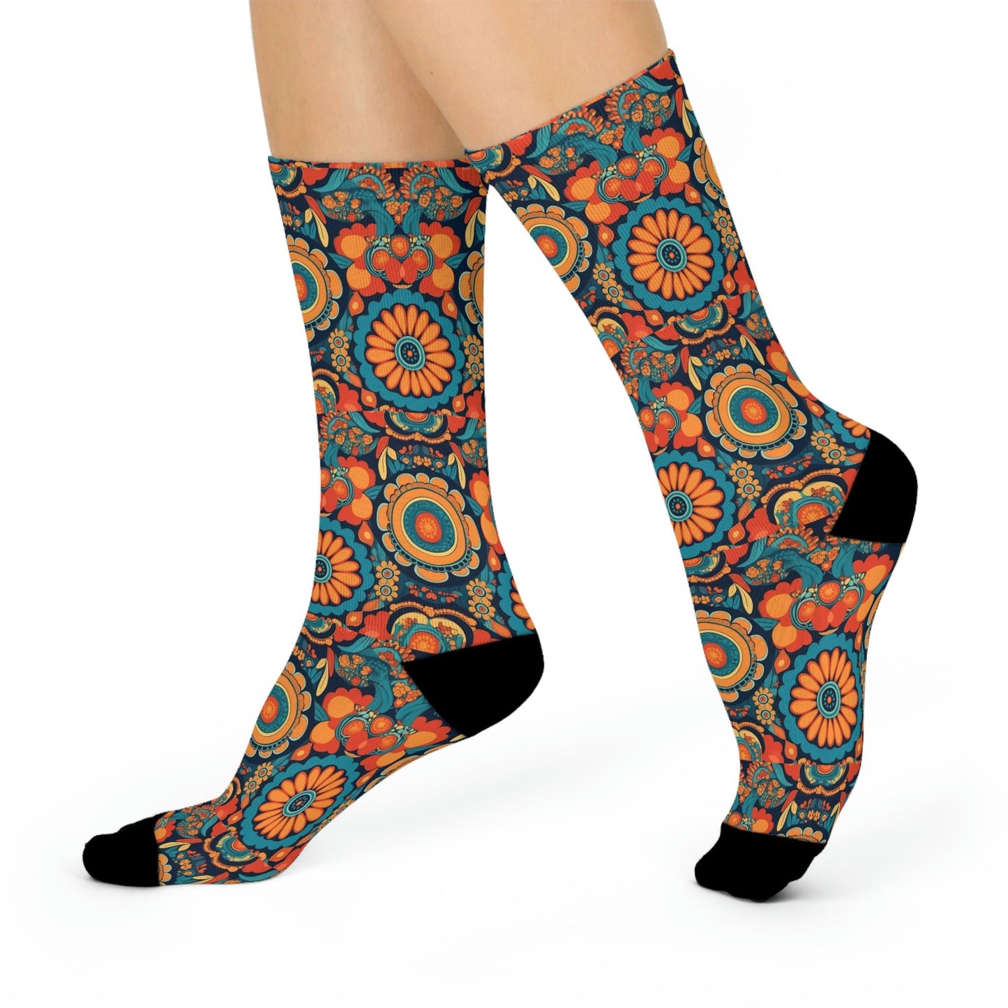 BOHO Floral Cushioned Crew Socks