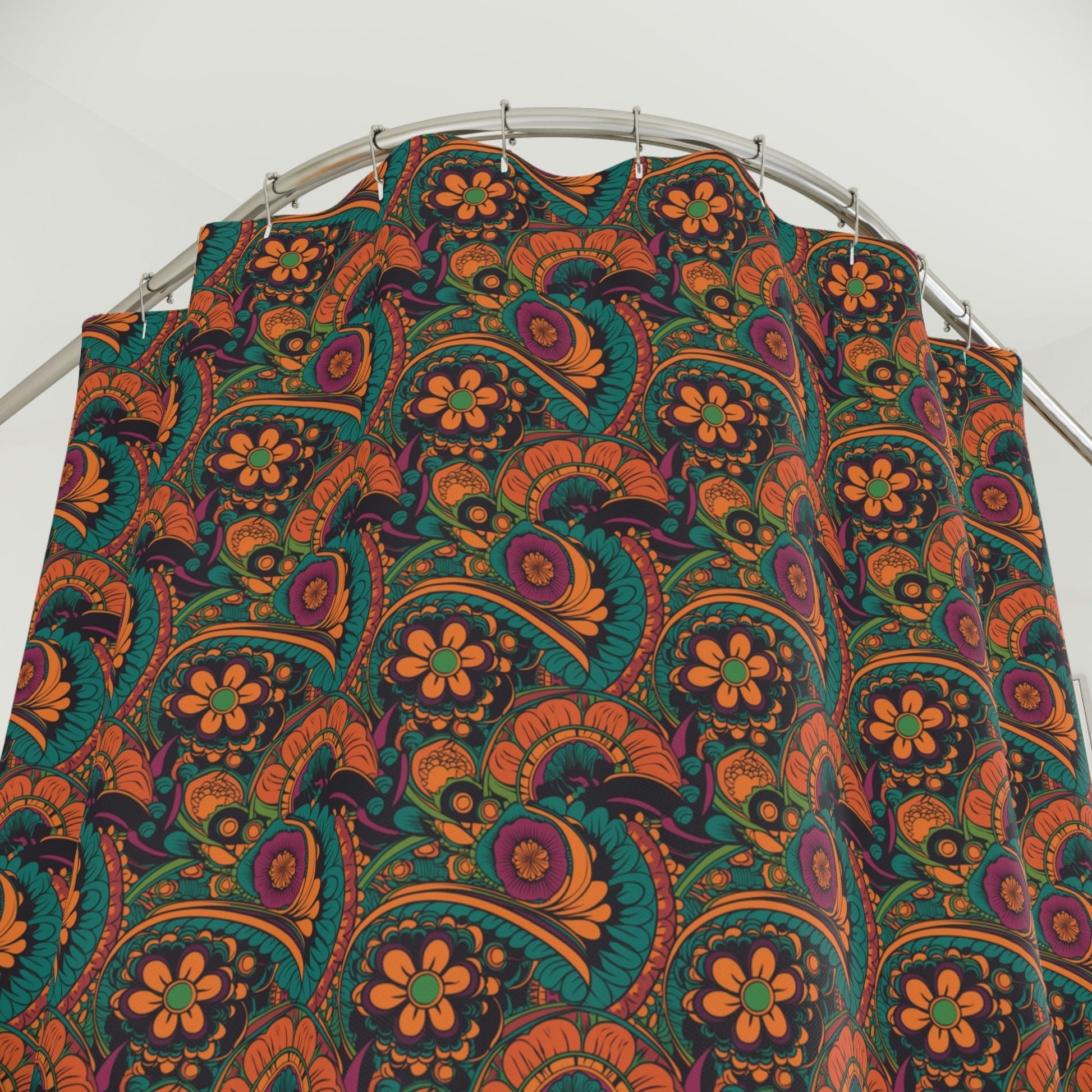 BOHO Floral Polyester Shower Curtain