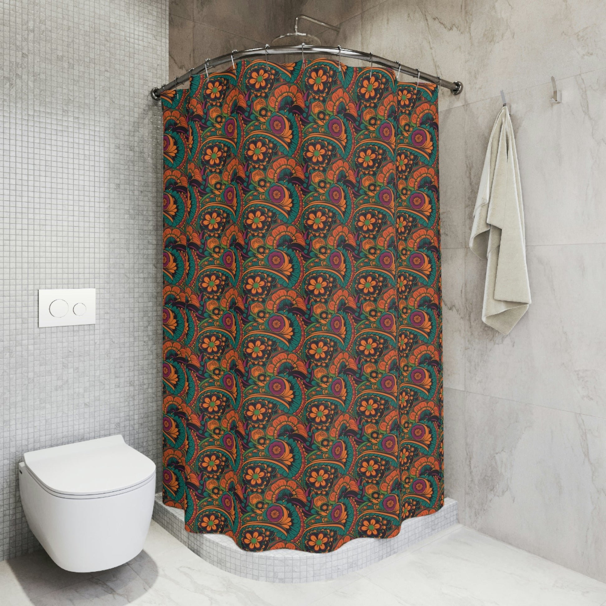 BOHO Floral Polyester Shower Curtain