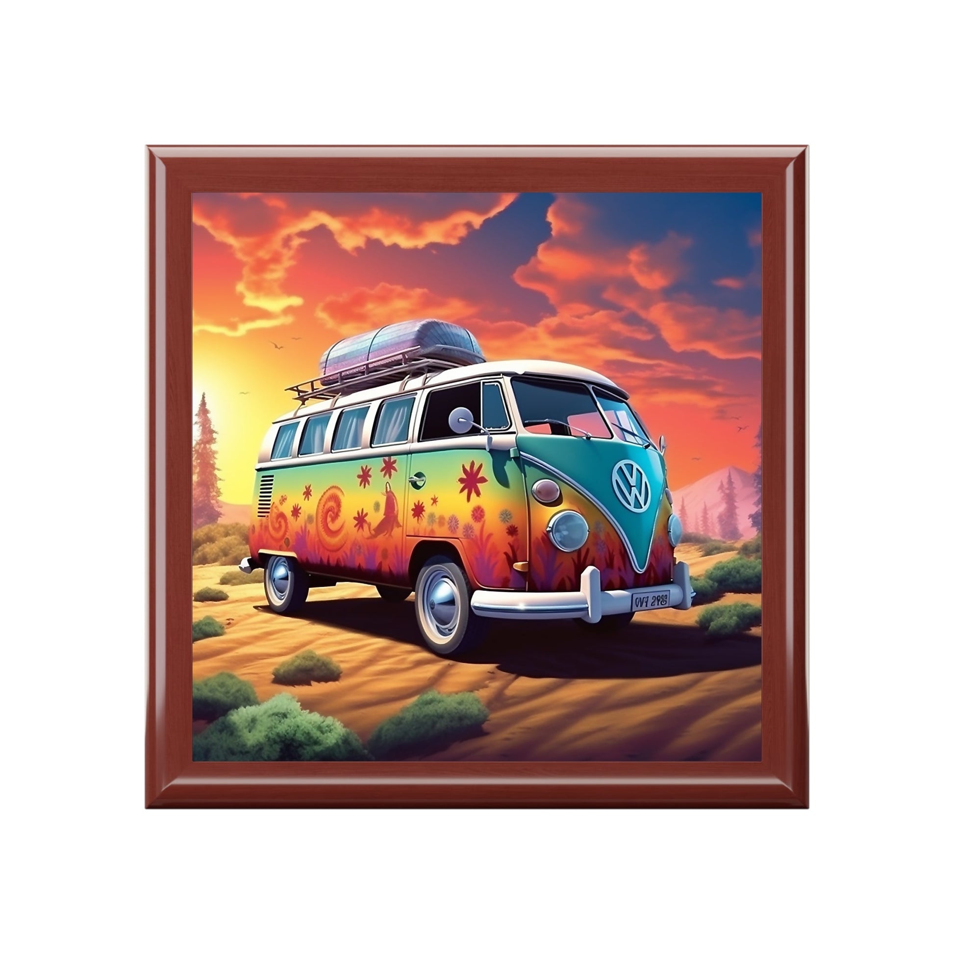 BOHO Hippy 60's 70's Psychedelic Hippy VW Van - Volkswagen Van - Jewelry Keepsake Trinkets Box