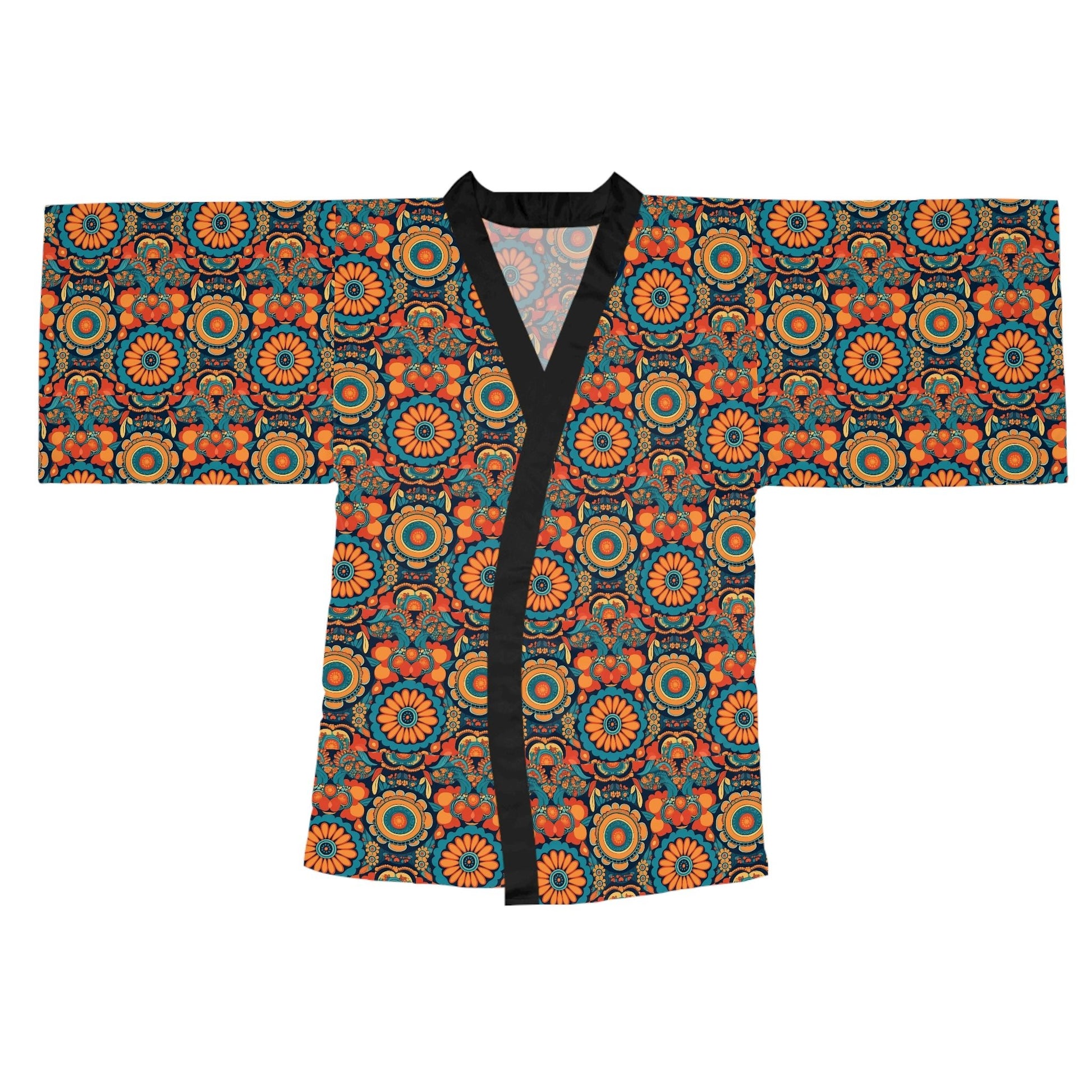 BOHO Hippy Floral Long Sleeve Kimono Robe - Perfect Gift for the Botanical Cottagecore Aesthetic Nature Lover