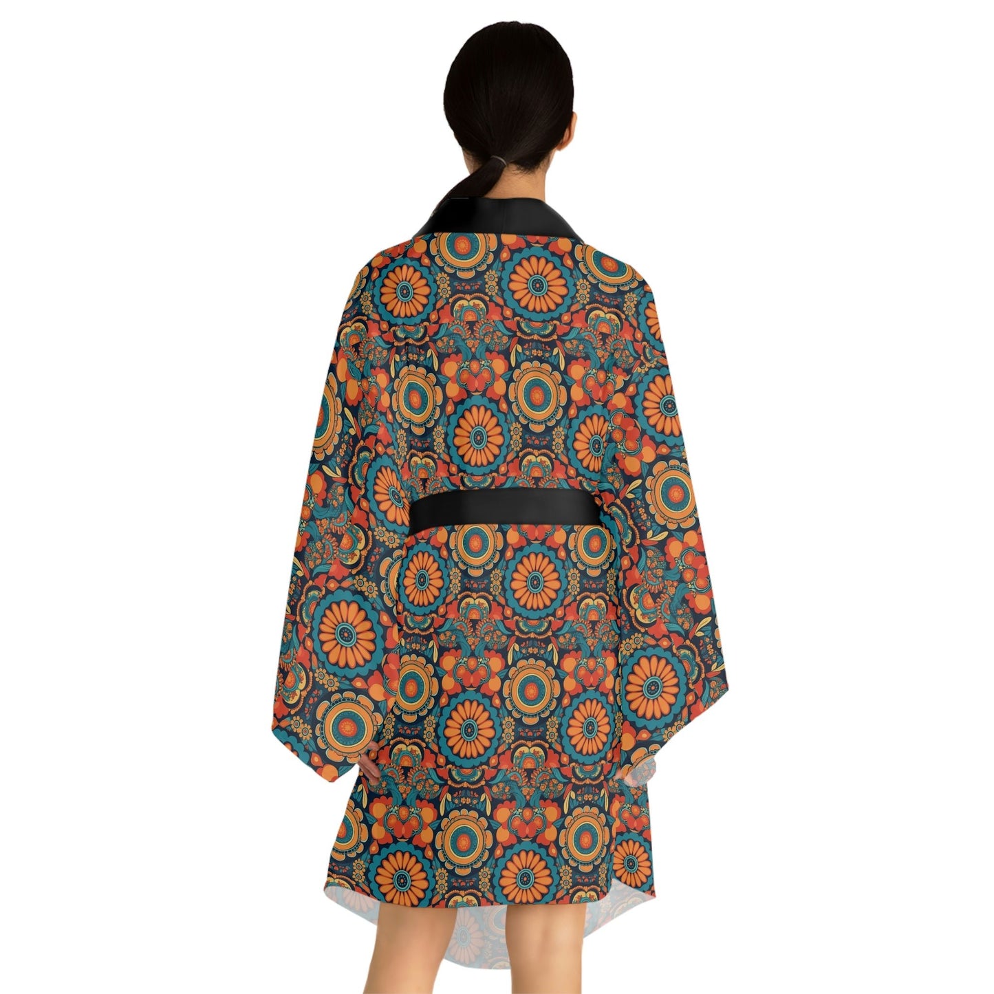 BOHO Hippy Floral Long Sleeve Kimono Robe - Perfect Gift for the Botanical Cottagecore Aesthetic Nature Lover