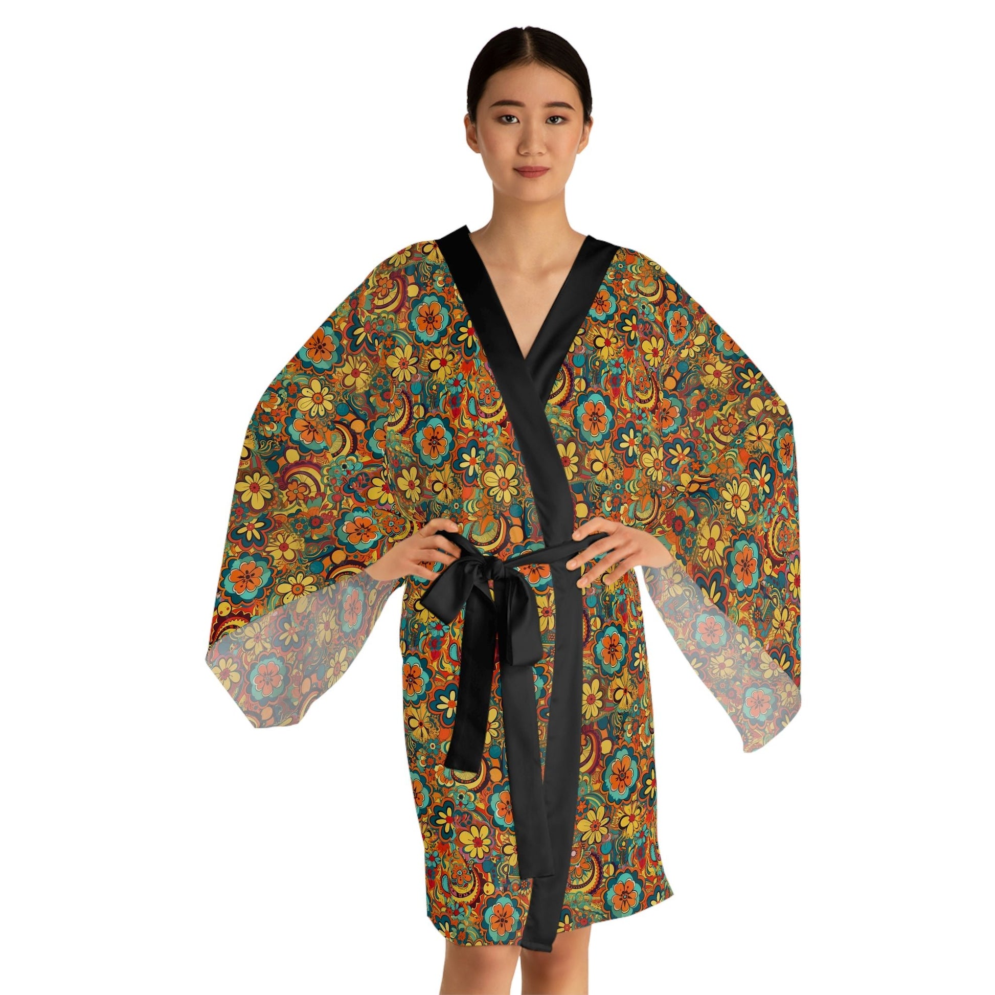 BOHO Hippy Floral Pattern Long Sleeve Kimono Robe