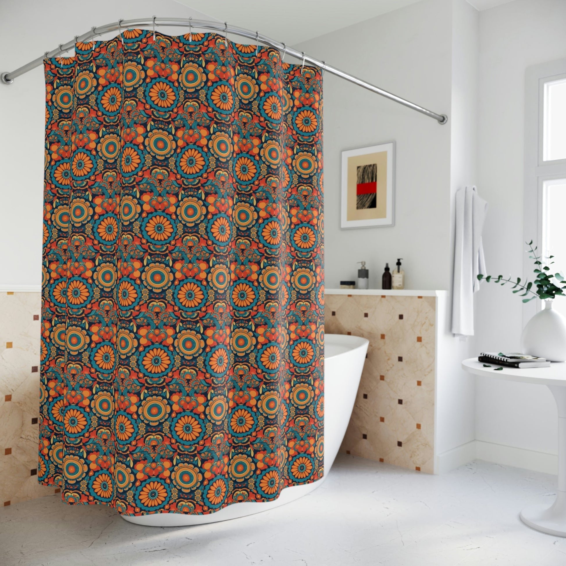 BOHO Hippy Floral Print Polyester Shower Curtain