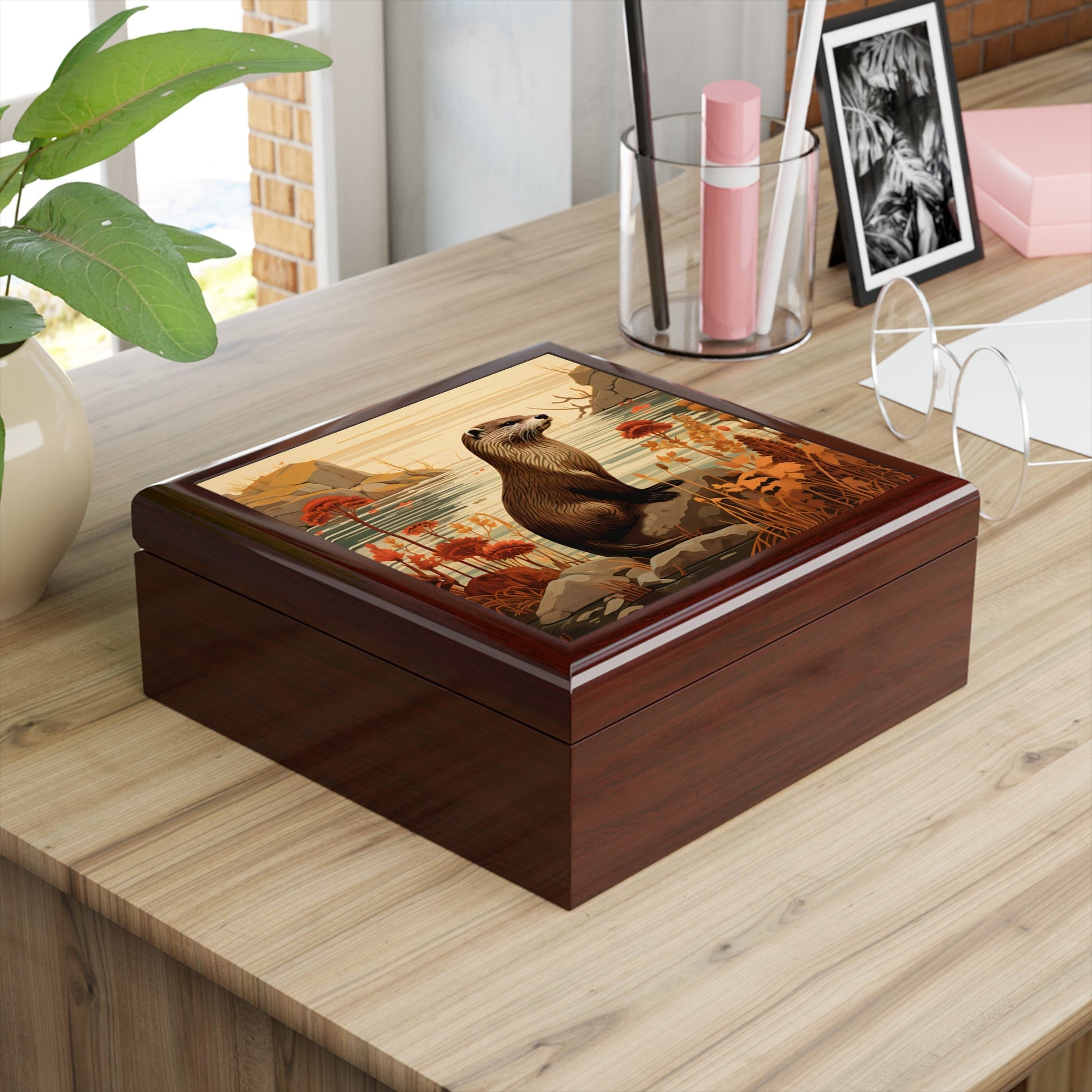 BOHO Otter Art Print Gift and Jewelry Box