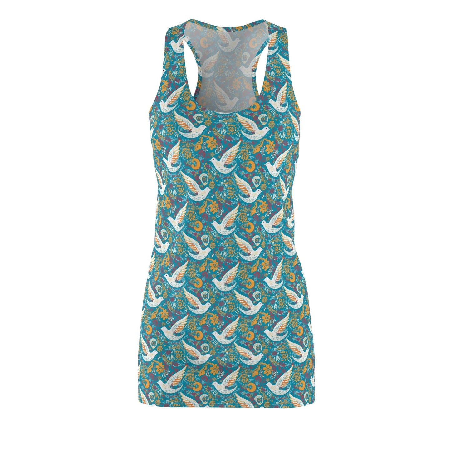 BOHO Peace Dove Pattern Floral Women's Racerback Dress