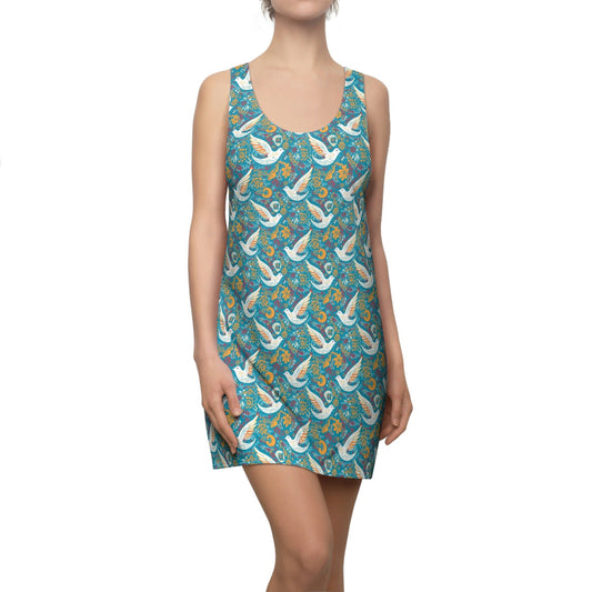 BOHO Peace Dove Pattern Floral Women's Racerback Dress