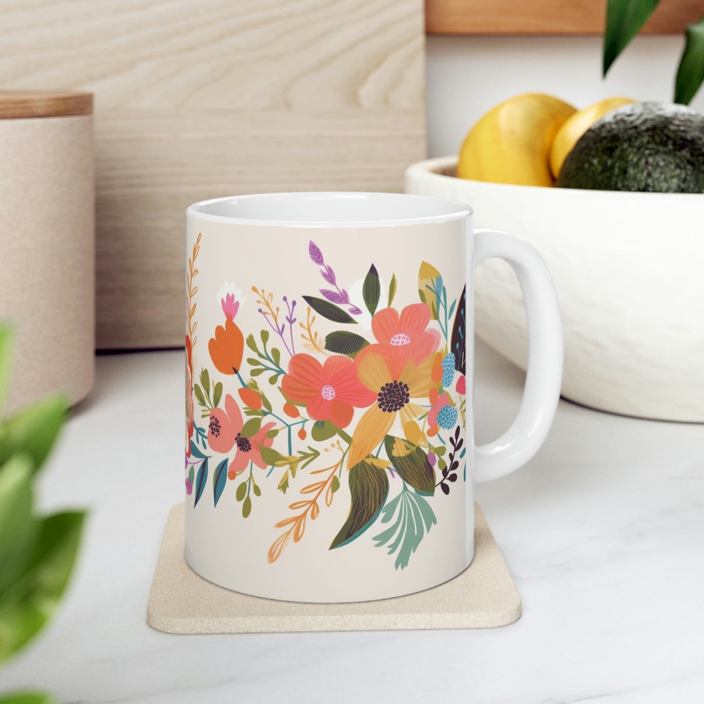 Boho Pressed Flowers Coffee Mug | Perfect Gift for the Gardner