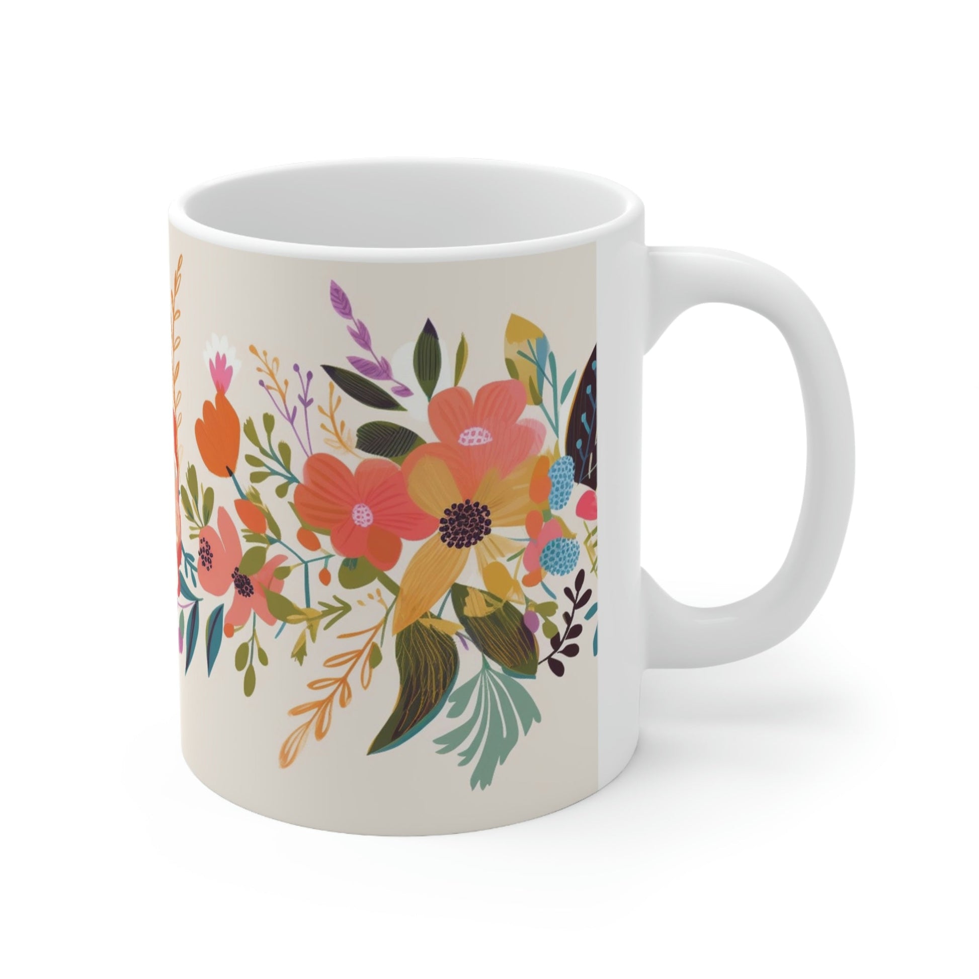 Boho Pressed Flowers Coffee Mug | Perfect Gift for the Gardner