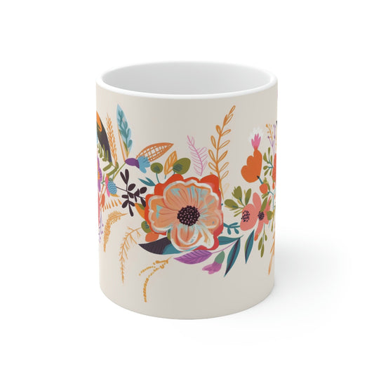 Boho Pressed Flowers Coffee Mug | Perfect Gift for the Gardner