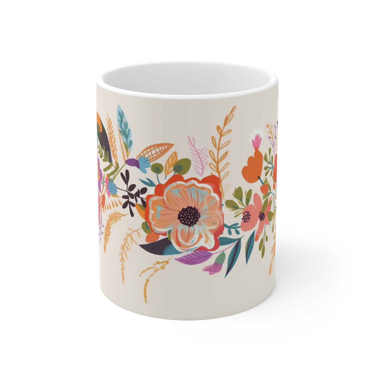 Boho Pressed Flowers Coffee Mug | Perfect Gift for the Gardner