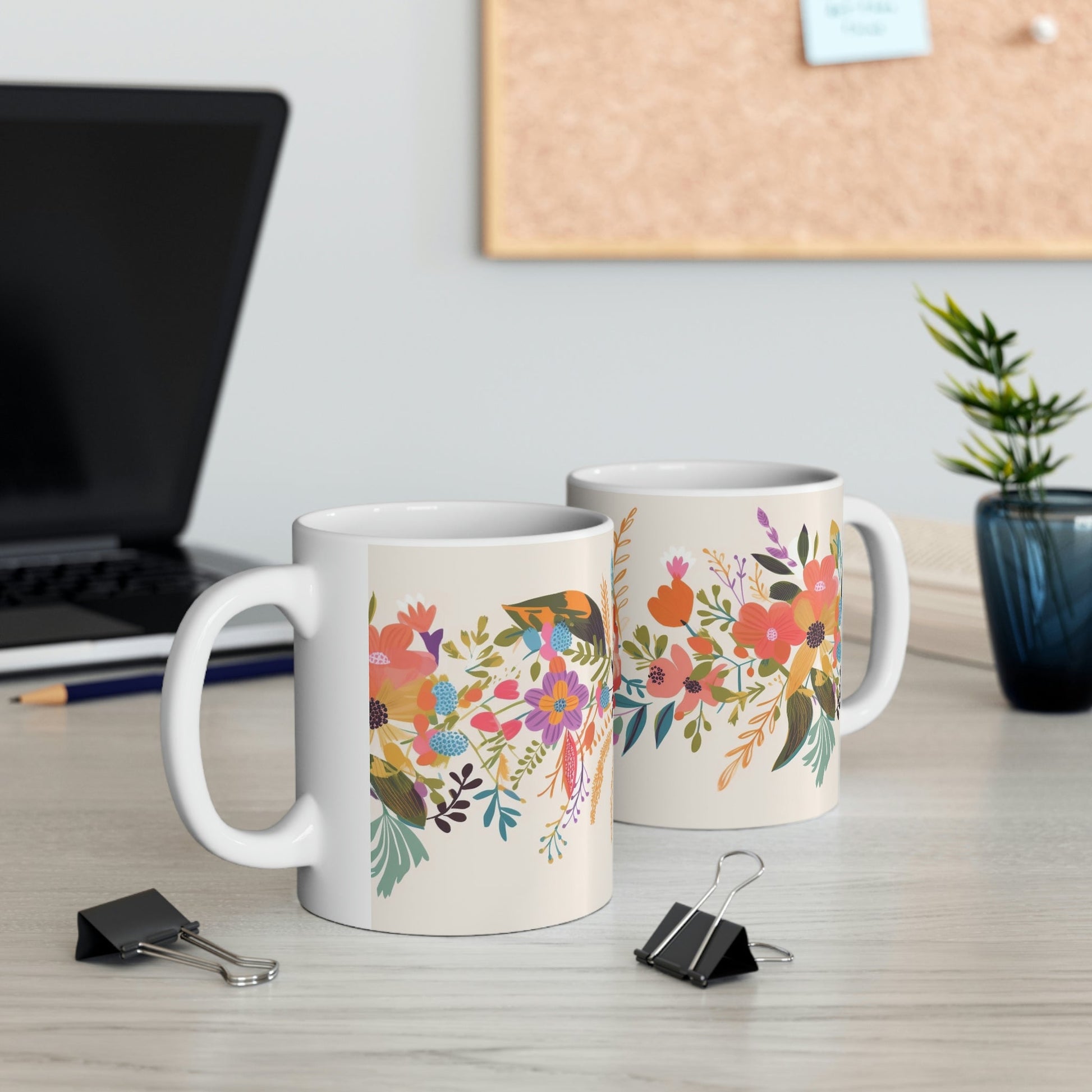 Boho Pressed Flowers Coffee Mug | Perfect Gift for the Gardner