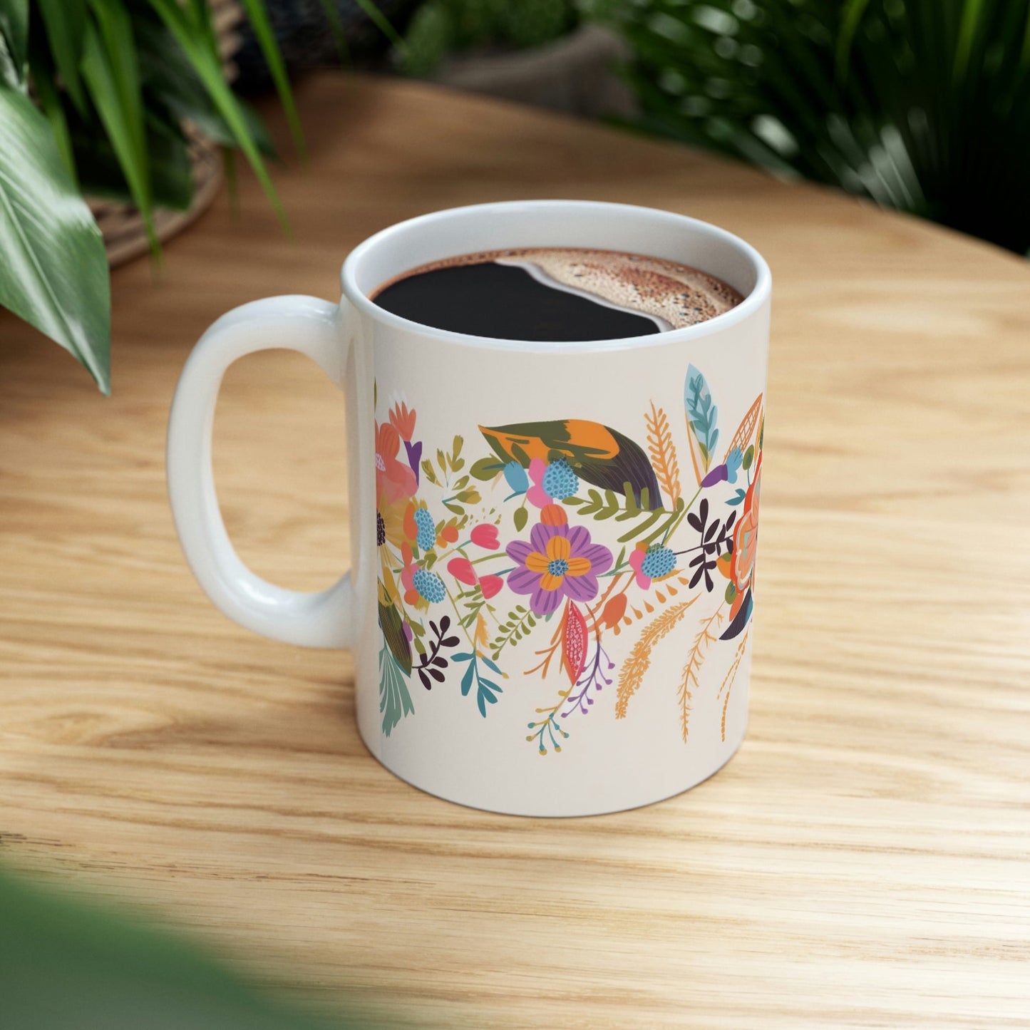 Boho Pressed Flowers Coffee Mug | Perfect Gift for the Gardner