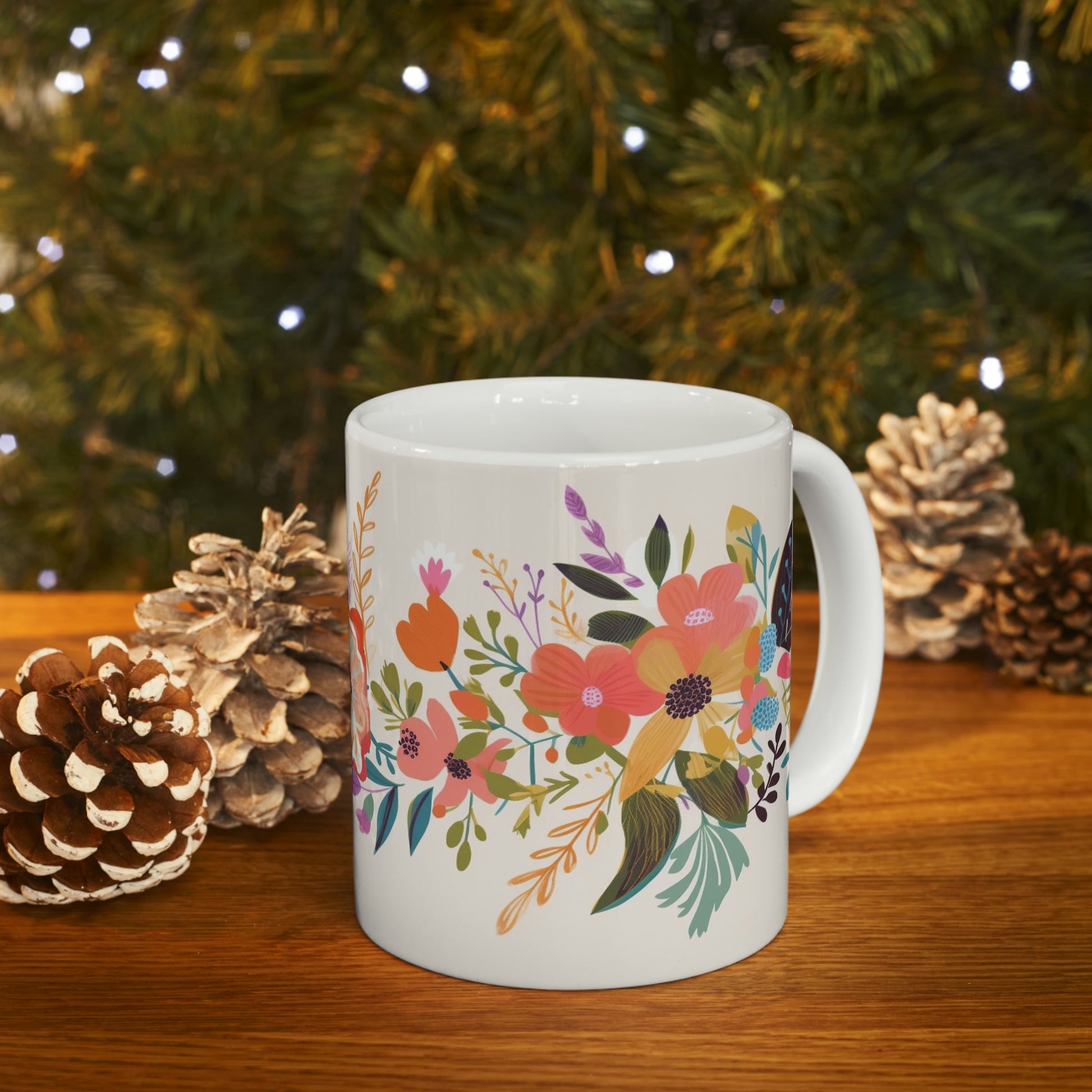 Boho Pressed Flowers Coffee Mug | Perfect Gift for the Gardner