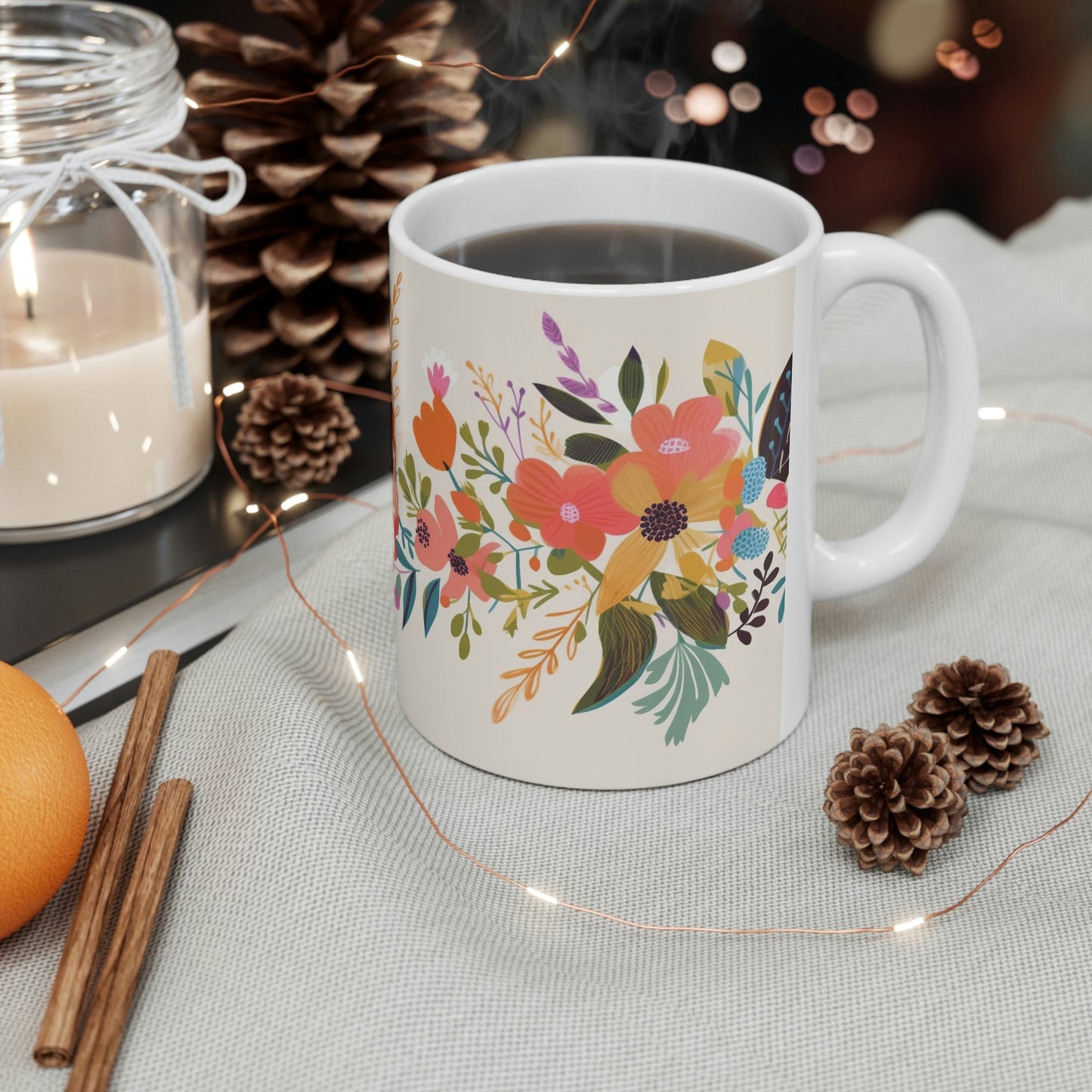 Boho Pressed Flowers Coffee Mug | Perfect Gift for the Gardner