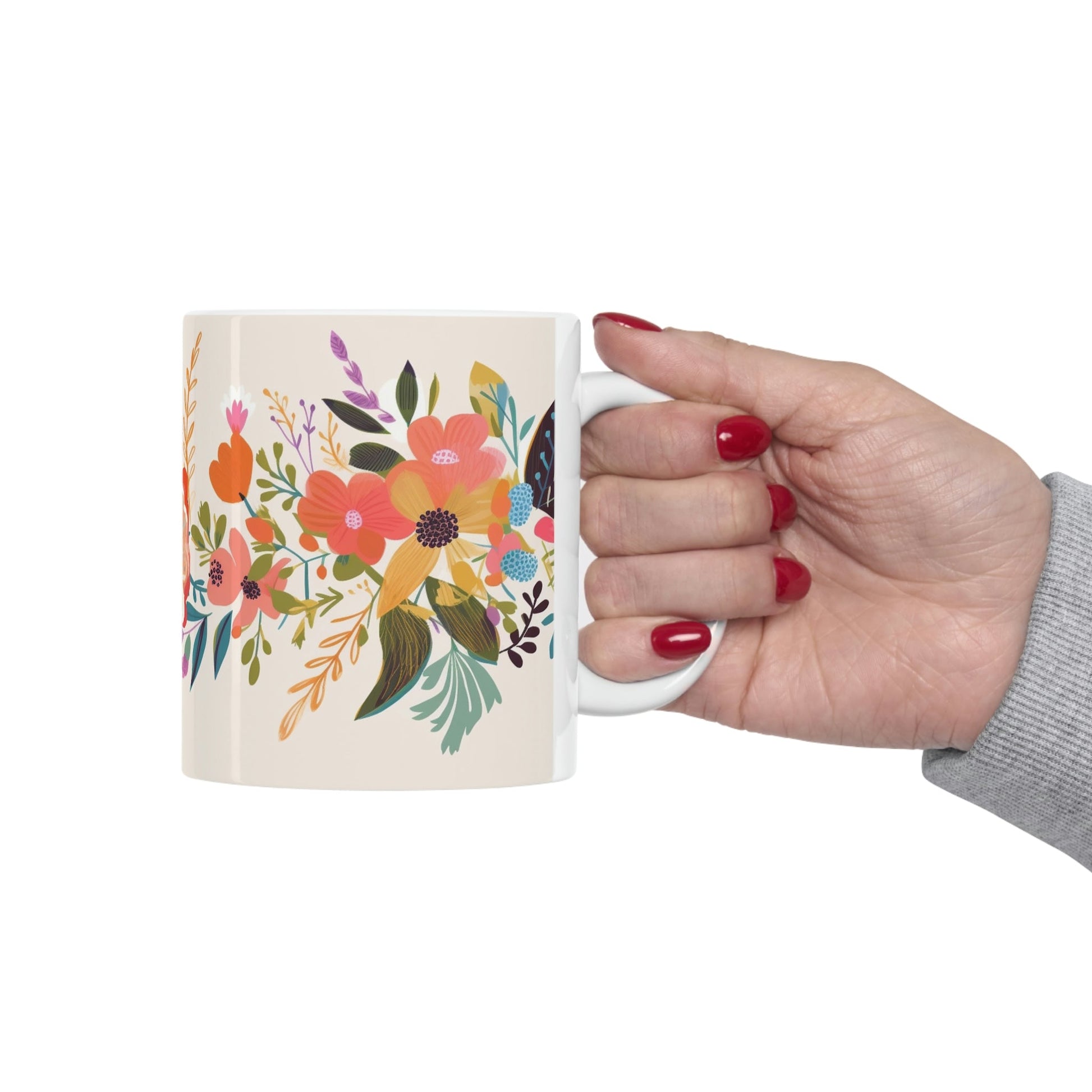 Boho Pressed Flowers Coffee Mug | Perfect Gift for the Gardner