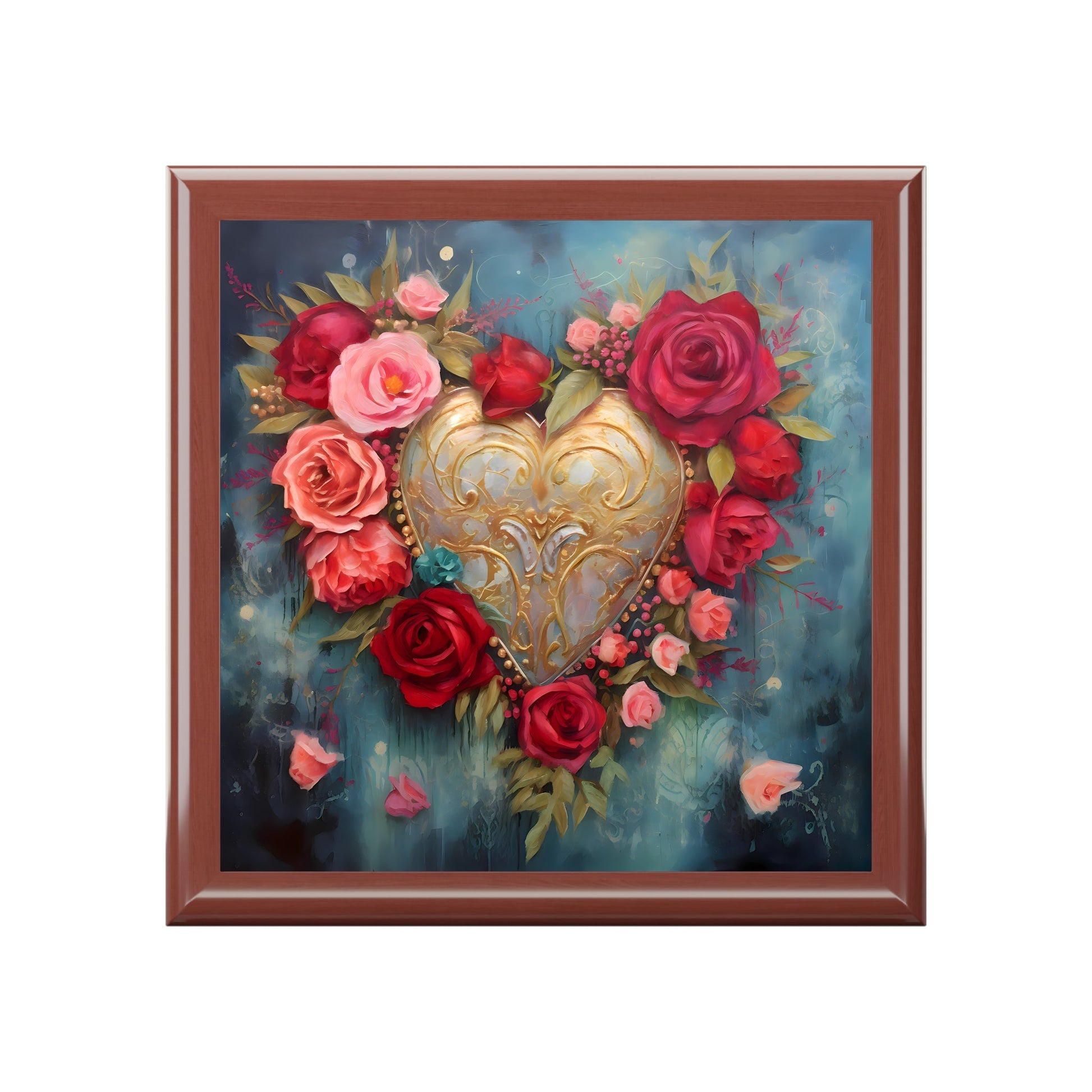 BOHO Style Heart and Roses Gift Jewelry Box