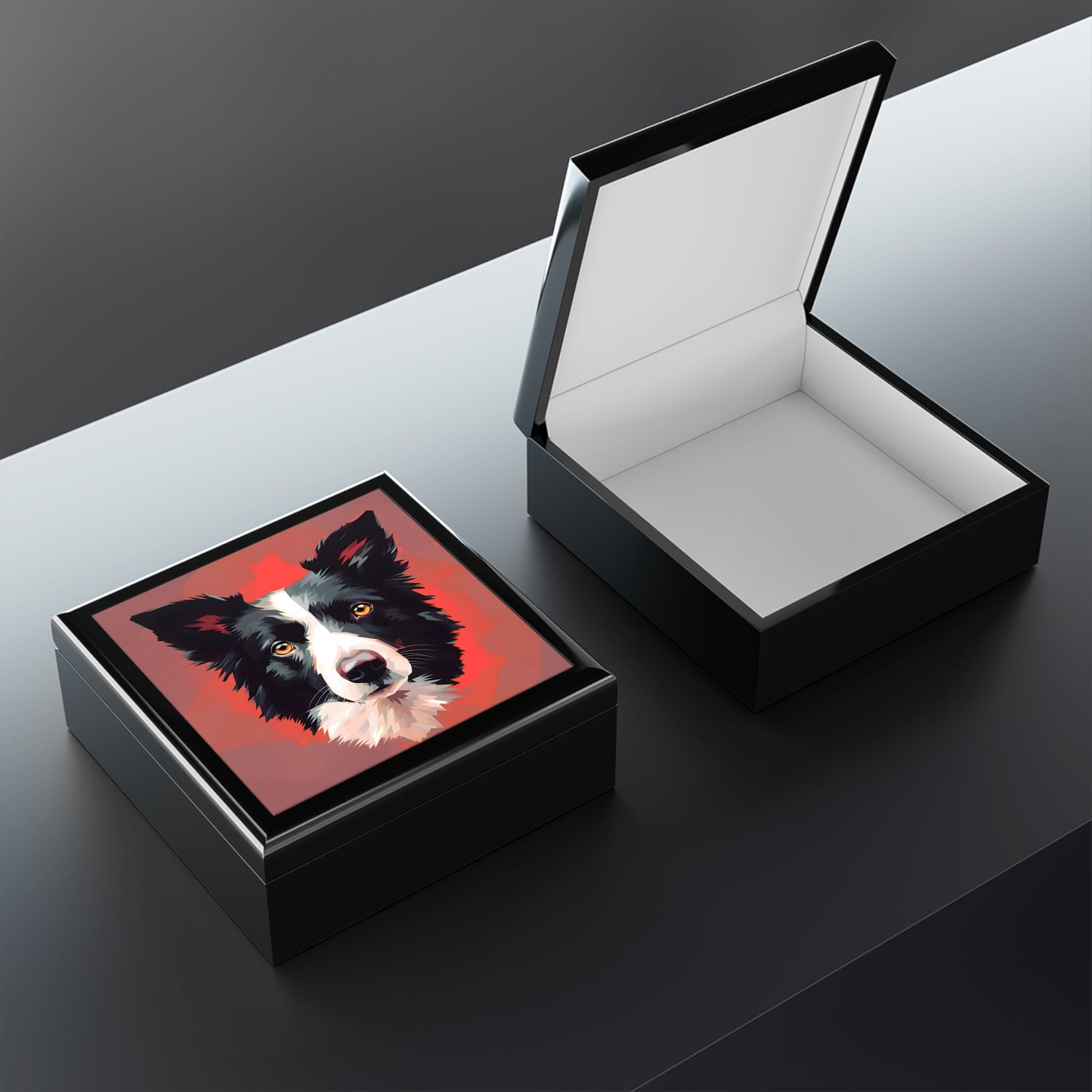 Border Collie Portrait Jewelry Keepsake Box