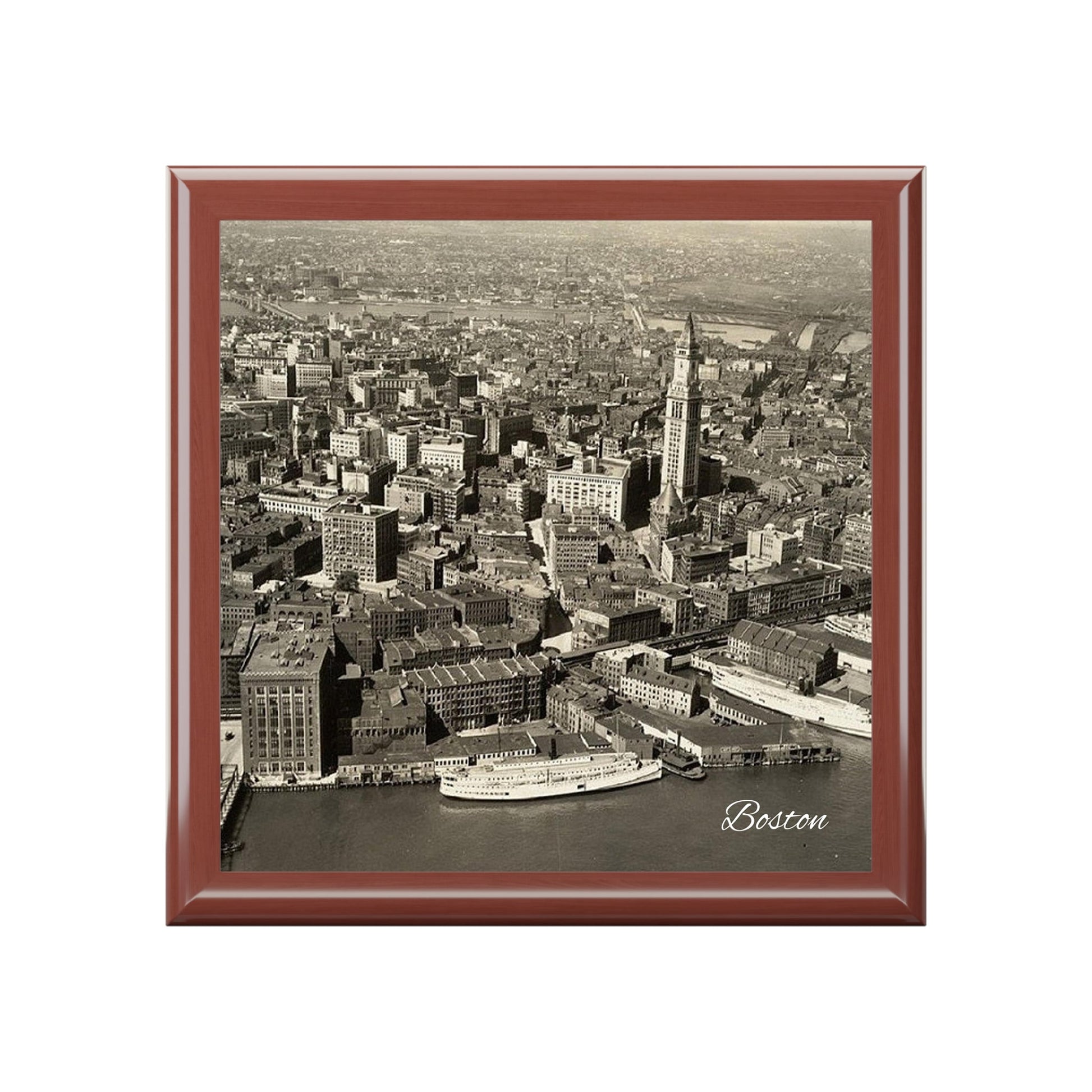 Boston Nostalgia Keepsake Jewelry Box with Ceramic Tile Cover