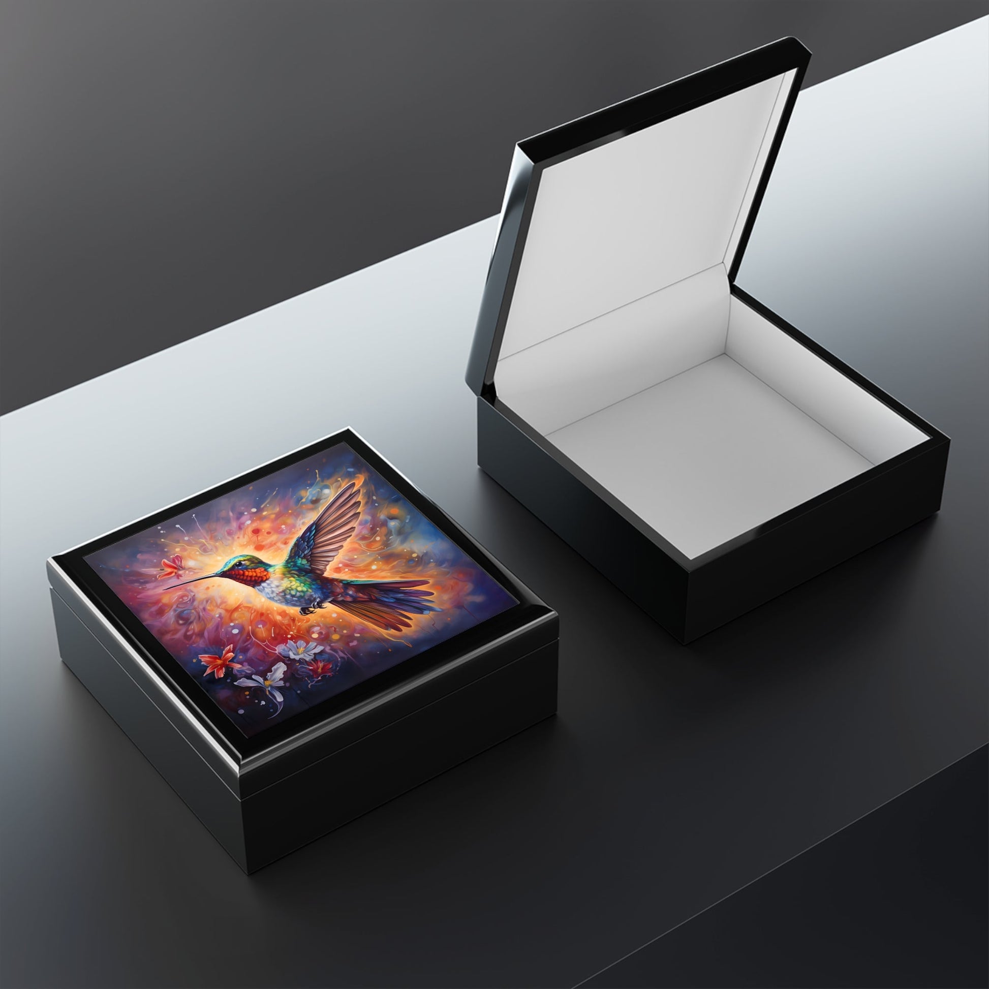 Bright Beautiful Hummingbird Artwork Gift and Jewelry Box