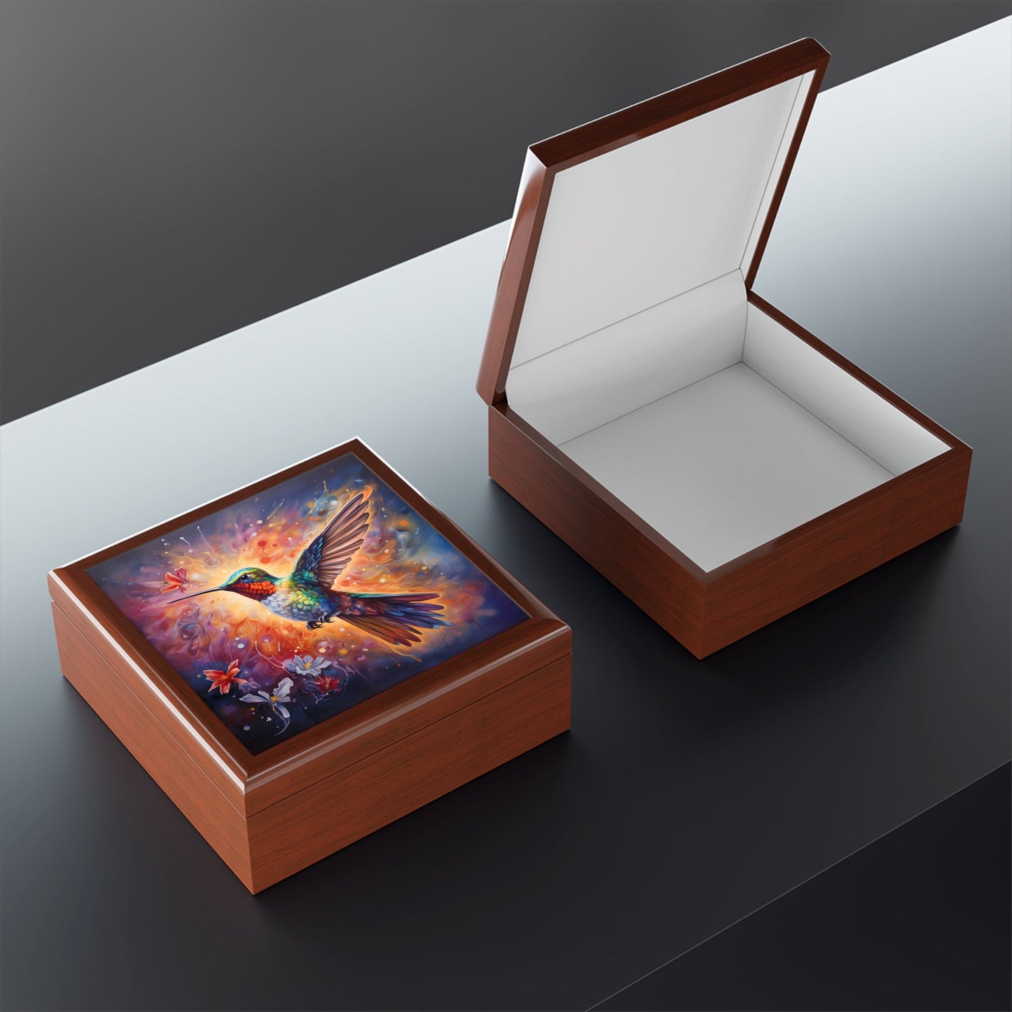 Bright Beautiful Hummingbird Artwork Gift and Jewelry Box