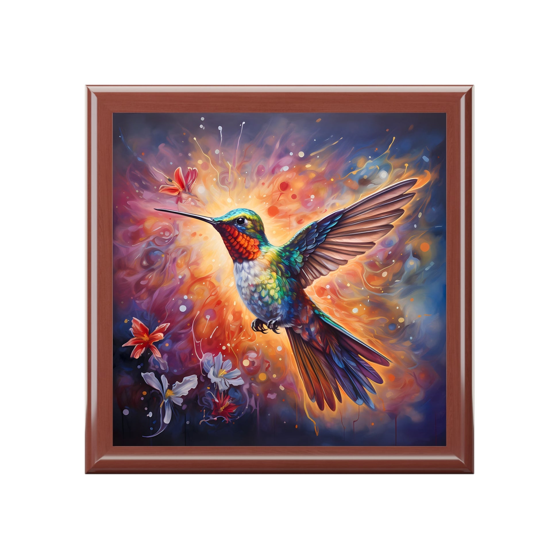 Bright Beautiful Hummingbird Artwork Gift and Jewelry Box