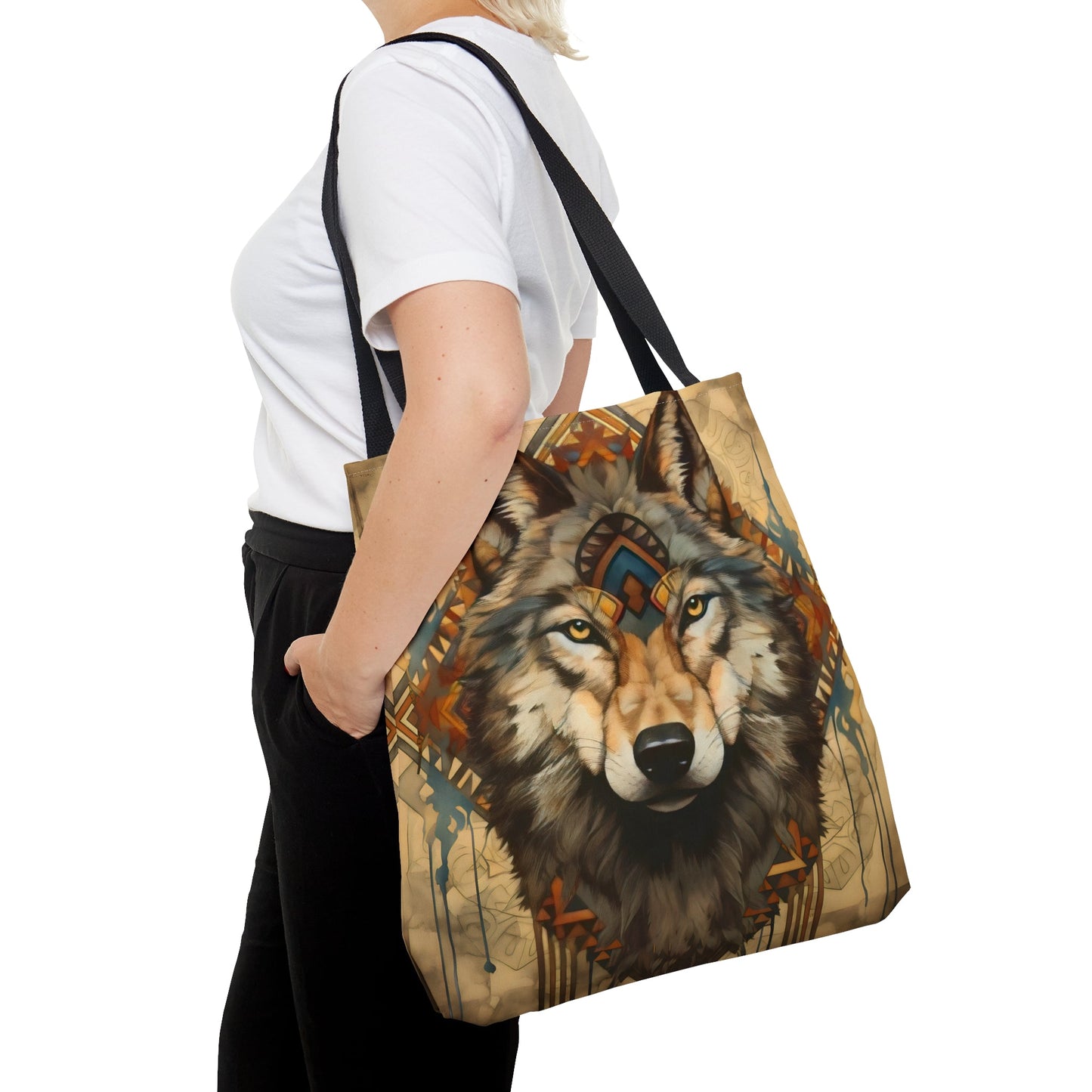 Buckskin Wolf Mandala Tote Bag