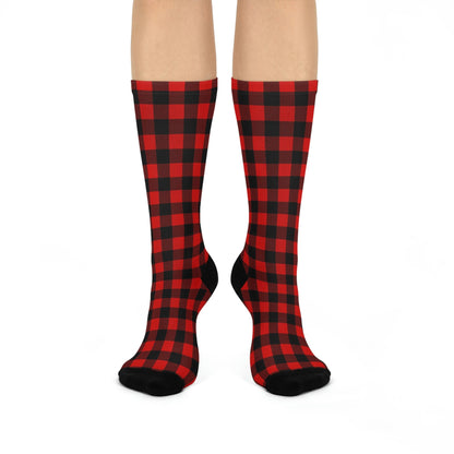 Buffalo Plaid Design Cushioned Crew Socks