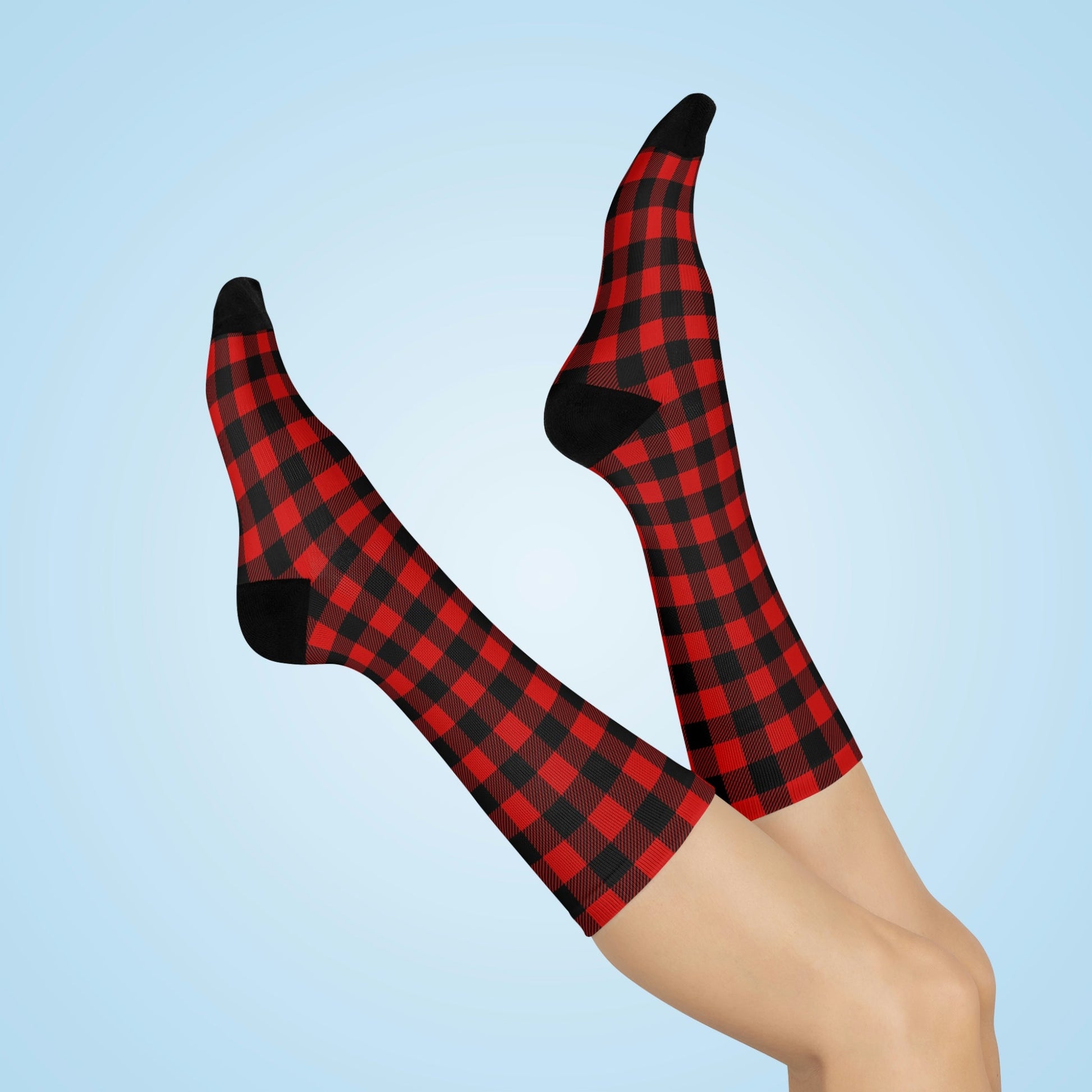 Buffalo Plaid Design Cushioned Crew Socks