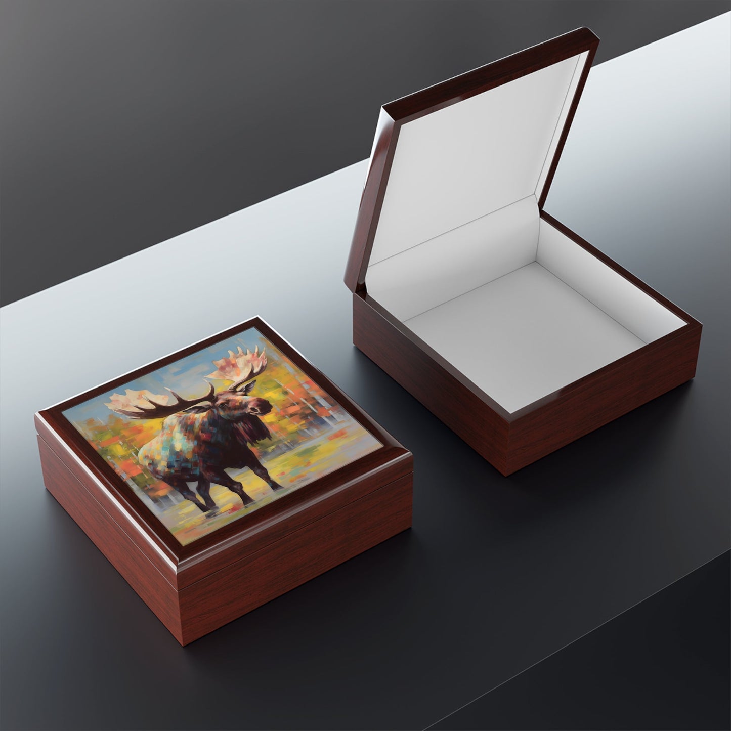 Bull Moose Fine Art Print Jewelry Keepsake Box