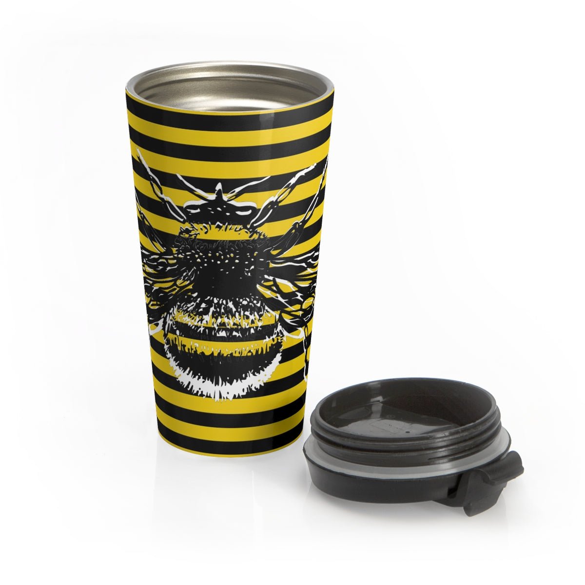 Bumblebee and Stripe Stainless Steel Travel Mug