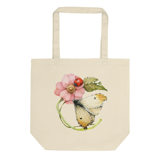 Butterfly and Wild Rose Eco Tote Bag