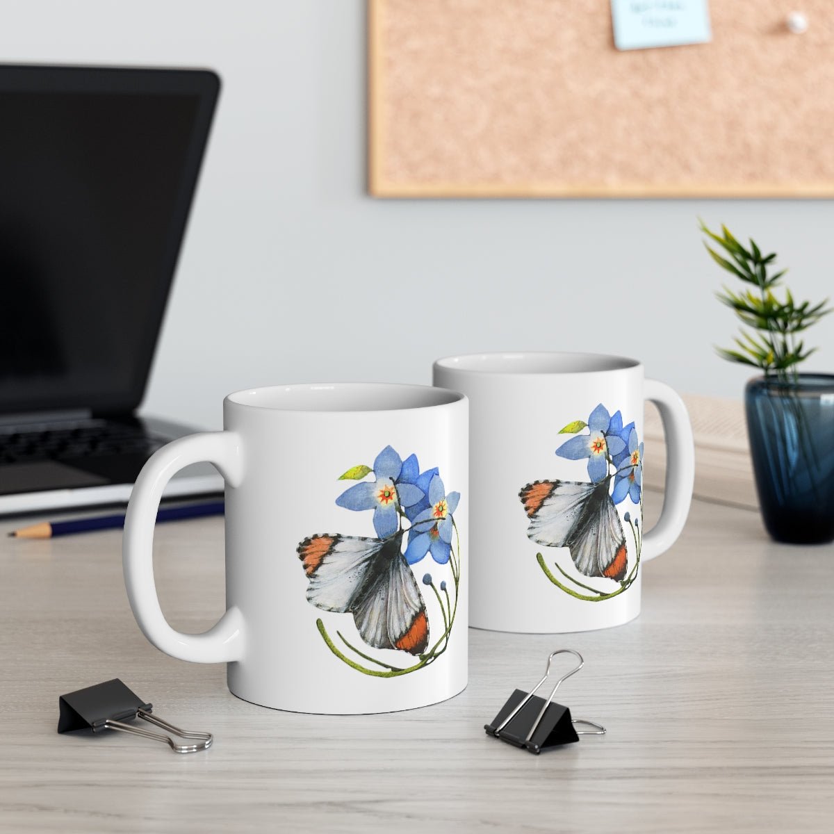 Cabbage Butterfly and Wild Rose Mug 11oz