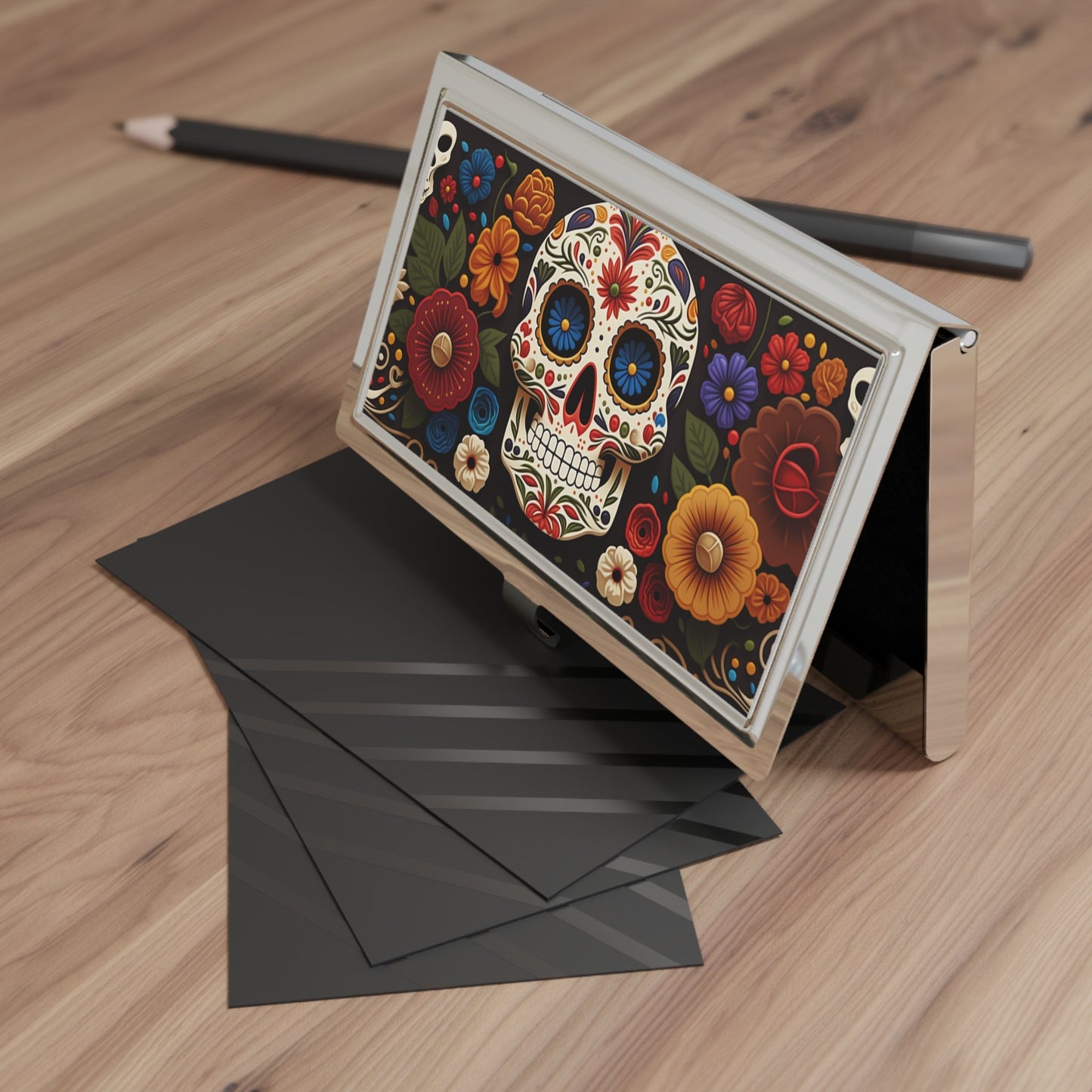 Calavera Talavera Skull Business Card Holder