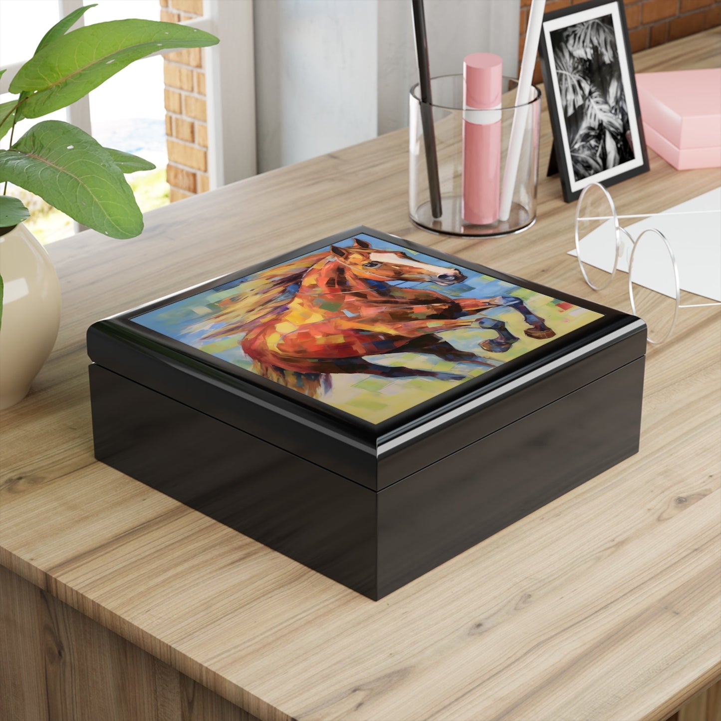 Chestnut Mare Horse Art Print Jewelry Keepsake Box