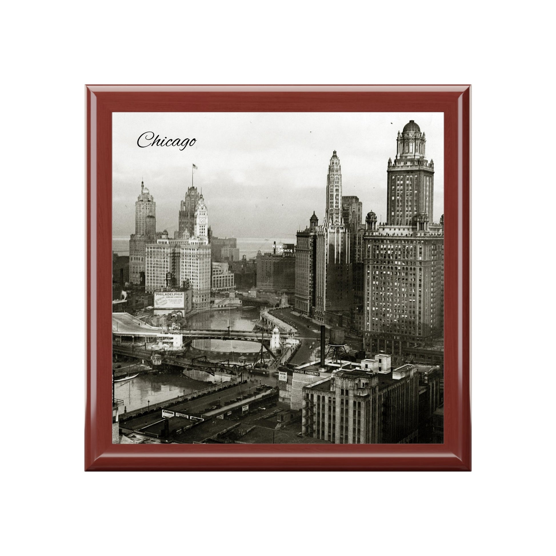 Chicago Nostalgia Keepsake Jewelry Box with Ceramic Tile Cover