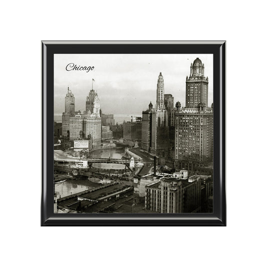 Chicago Nostalgia Keepsake Jewelry Box with Ceramic Tile Cover