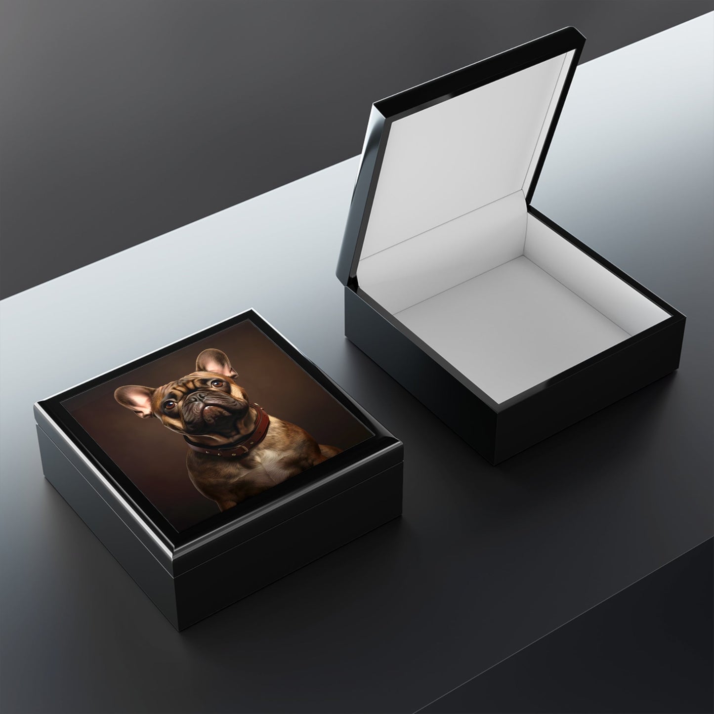 Classic French Bulldog Portrait Art Print Gift and Jewelry Box