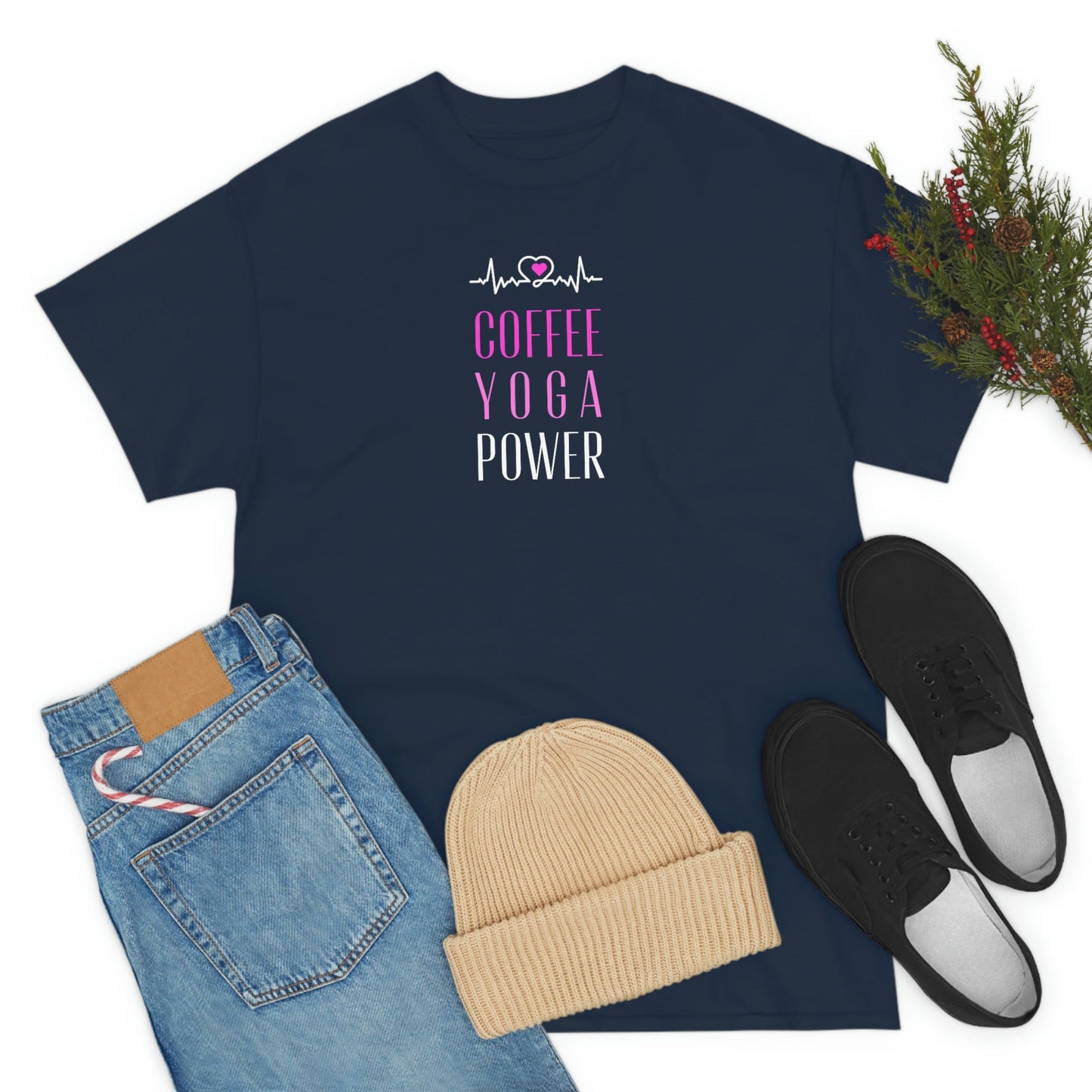 Coffee Yoga Power Heavy Cotton Tee