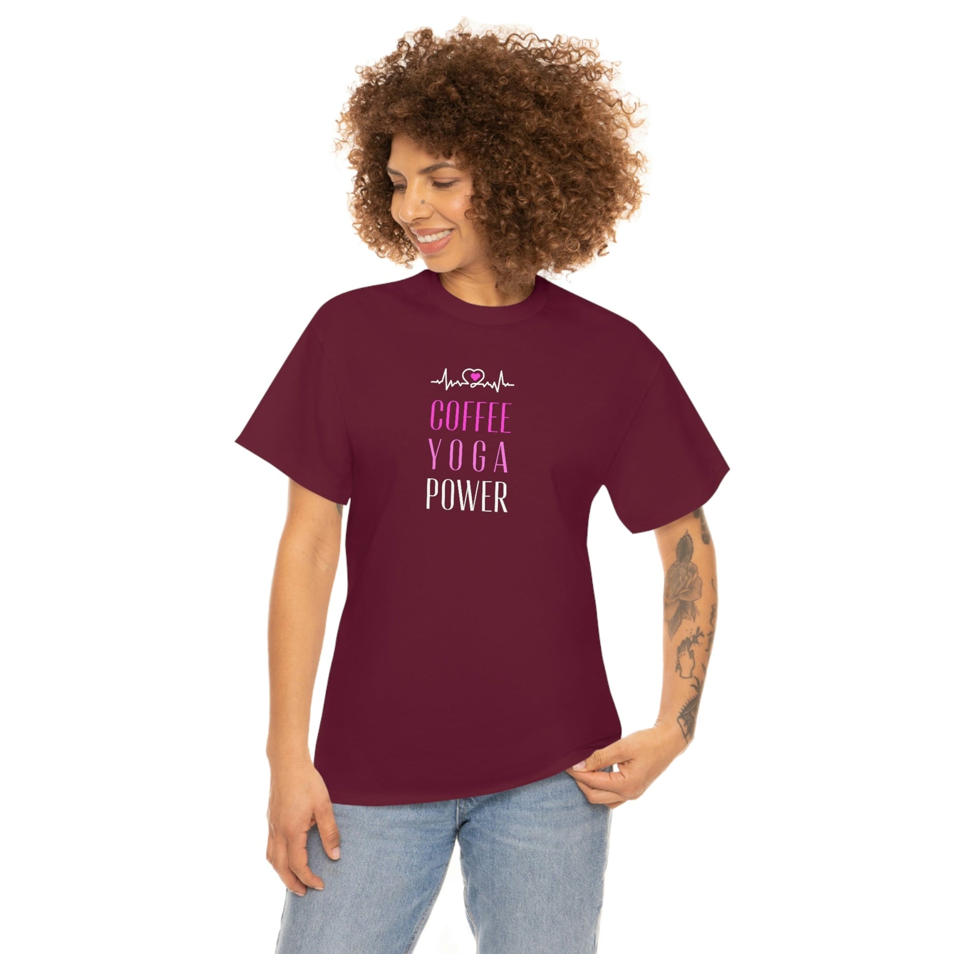 Coffee Yoga Power Heavy Cotton Tee