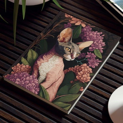 Cornish Rex Notebook - Garden Morning - Cat Inspirations - Hard Backed Journal