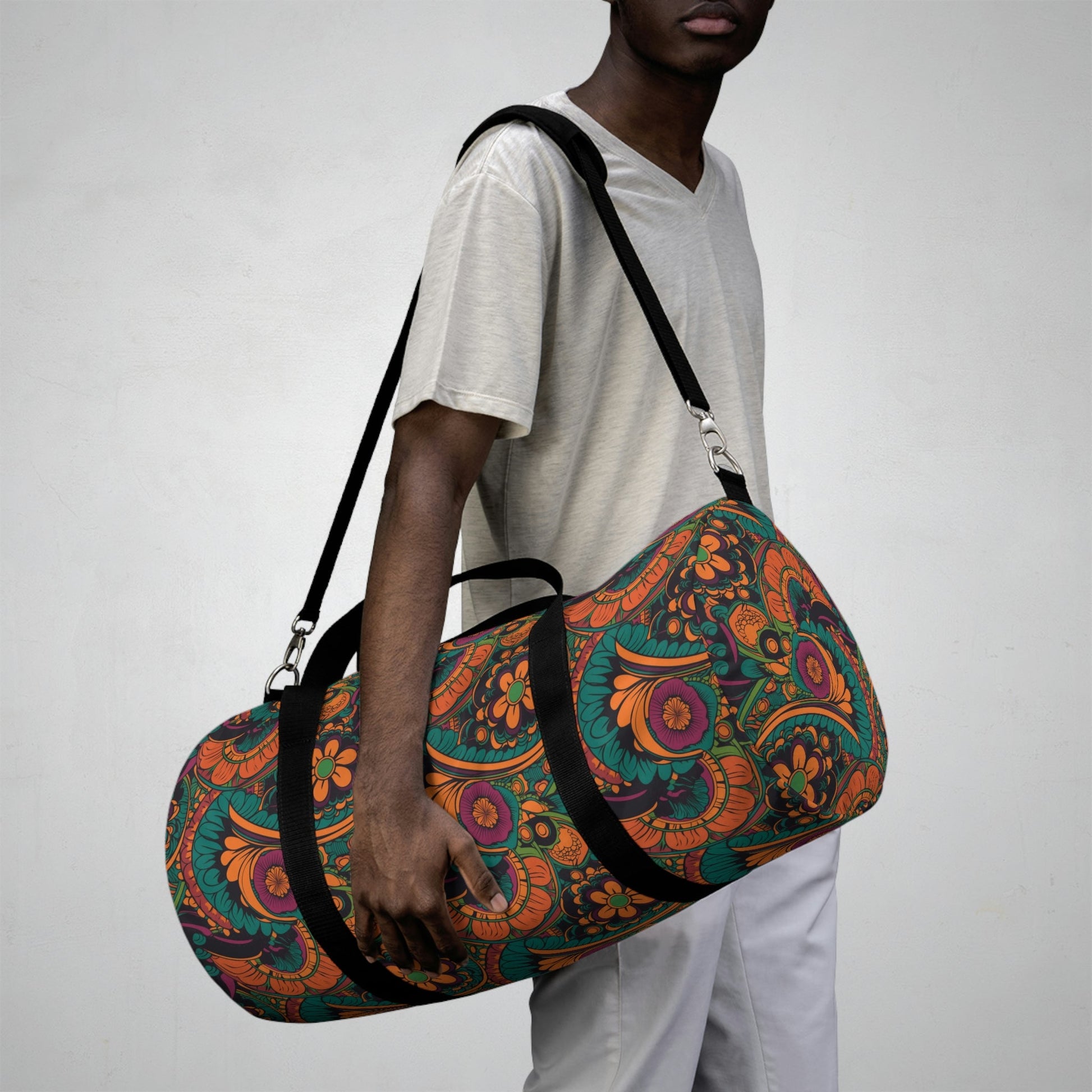 Cottagecore Floral Duffel Bag - Take a trip back to the 60's with this hippy inspired fairycore duffle