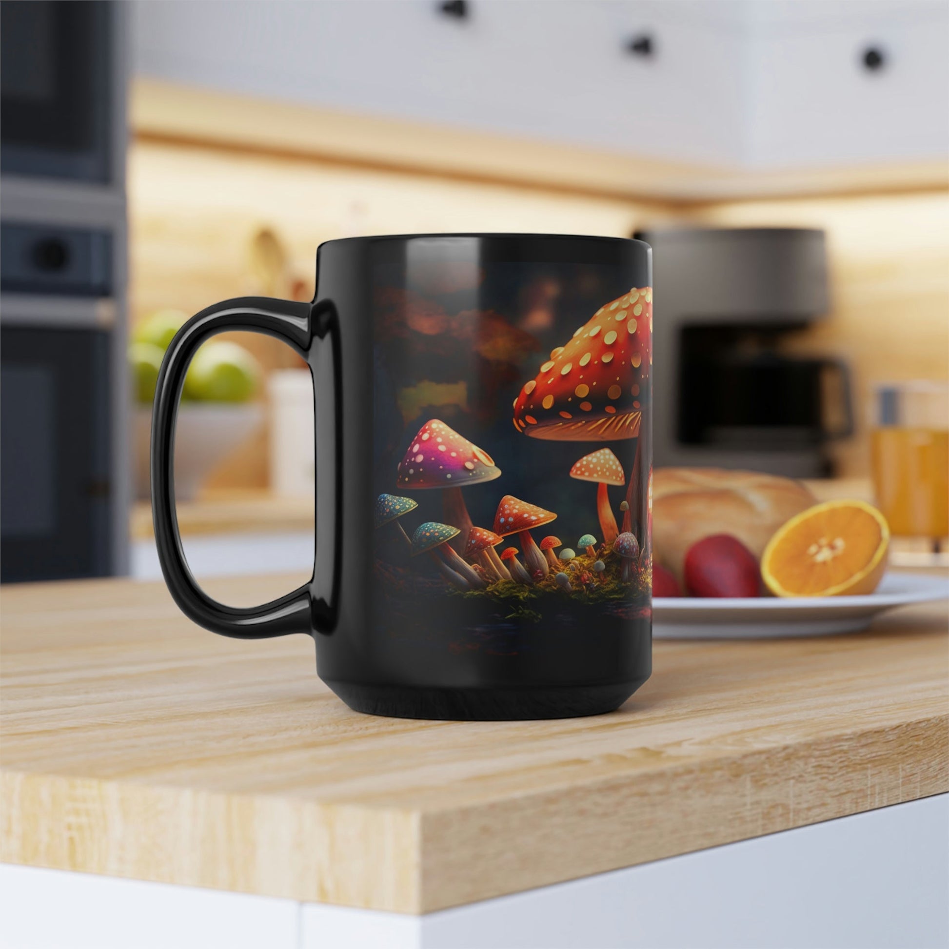 Cottagecore Magic Mushrooms 15 oz Coffee Mug perfect for the mushrooming fan or as a birthday gift for nature lovers