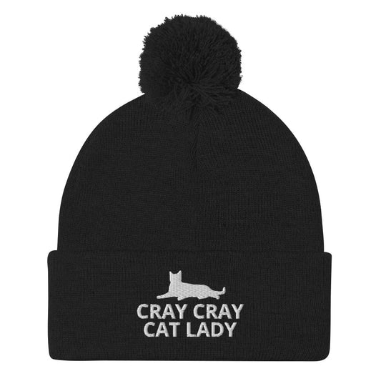 Cray Cray Cat Lady Pom-Pom Beanie | Crazy Cat Lady | Perfect gift for the cat lover in your family!| Multiple Hat Colors Available