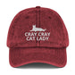 Cray Cray Cat Lady Vintage Cotton Twill Cap | Crazy Cat Lady | Perfect gift for the cat lover in your family!| Multiple Hat Colors Available
