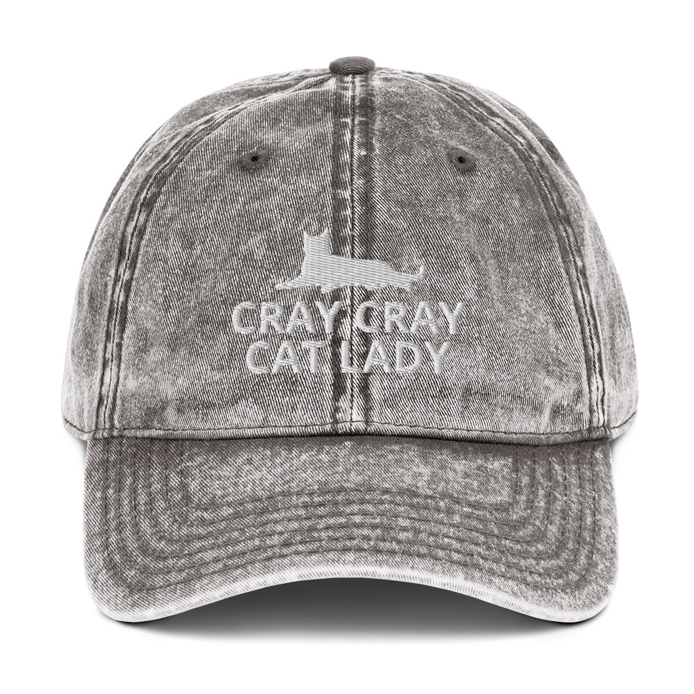 Cray Cray Cat Lady Vintage Cotton Twill Cap | Crazy Cat Lady | Perfect gift for the cat lover in your family!| Multiple Hat Colors Available