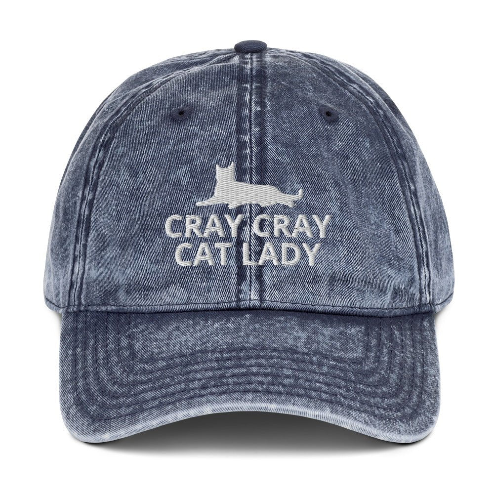 Cray Cray Cat Lady Vintage Cotton Twill Cap | Crazy Cat Lady | Perfect gift for the cat lover in your family!| Multiple Hat Colors Available