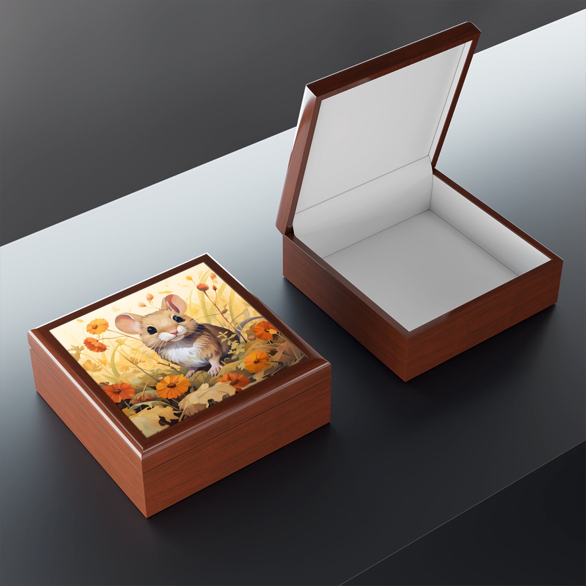 Cute Field Mouse Art Print Gift and Jewelry Box