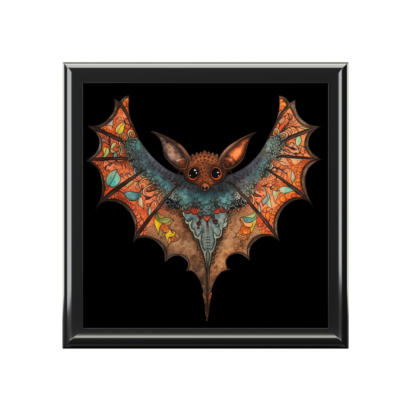 Cute Gothic Bat Design Wooden Keepsake Jewelry Box